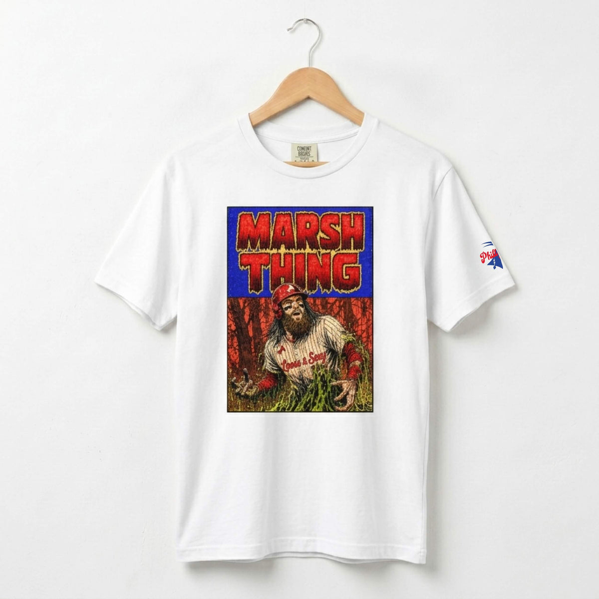 Philadelphia Phillies Barndon Marsh Swamp Thing white comfort colors t-shirt by Phillygoat