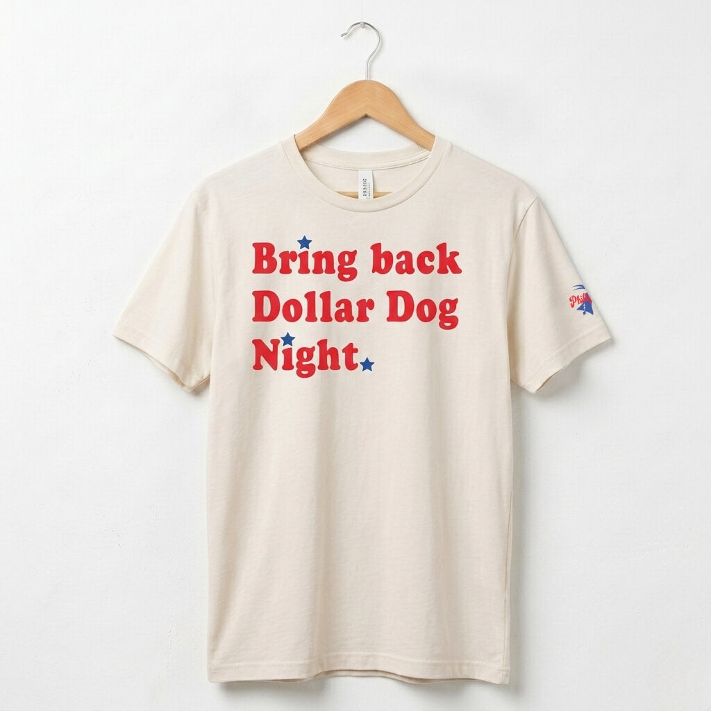 Philadelphia Phillies Bring Back Dollar Dog Night funny heather dust shirt by Phillygoat