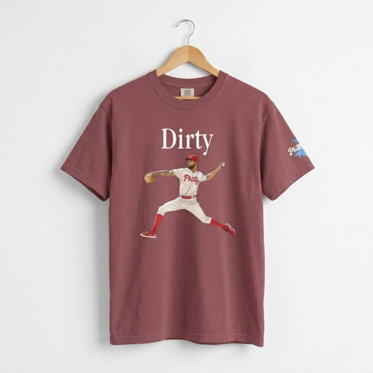 Philadelphia Phillies Christopher Sanchez Dirty Sanchez brick comfort colors t-shirt by Phillygoat
