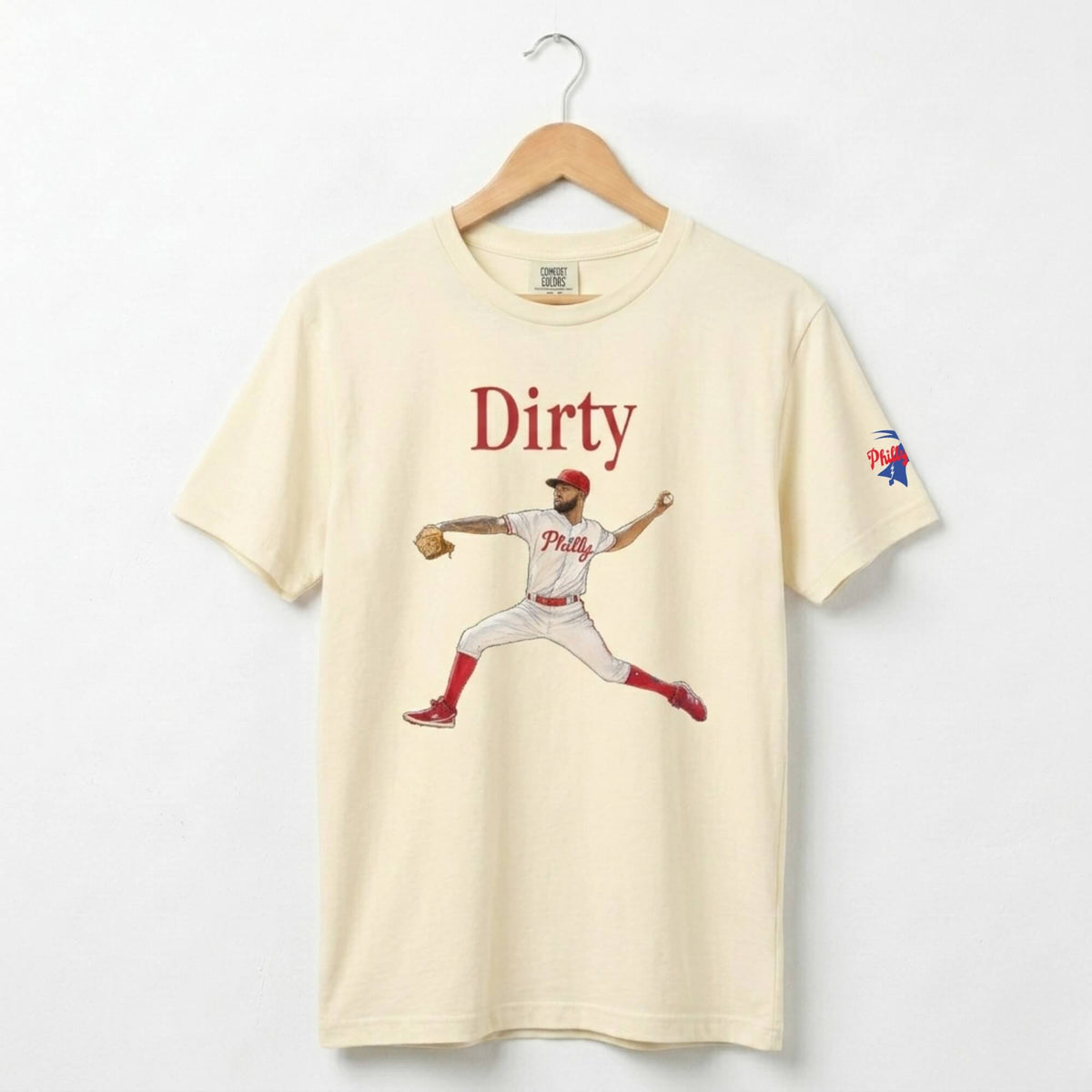 Philadelphia Phillies Christopher Sanchez Dirty Sanchez ivory comfort colors t-shirt by Phillygoat