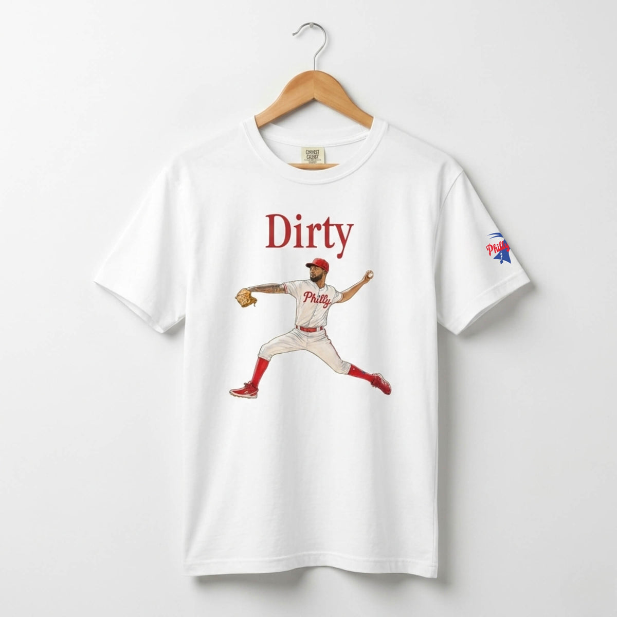 Philadelphia Phillies Christopher Sanchez Dirty Sanchez white comfort colors t-shirt by Phillygoat