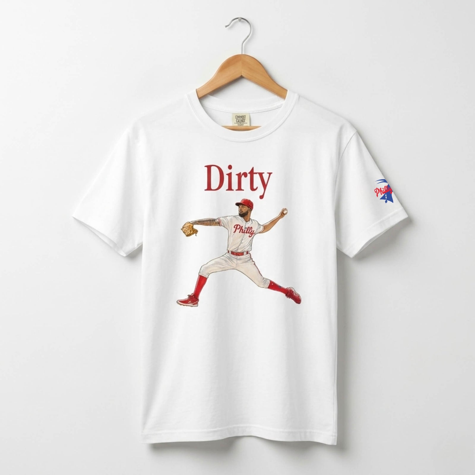 Philadelphia Phillies Christopher Sanchez Dirty Sanchez white comfort colors t-shirt by Phillygoat