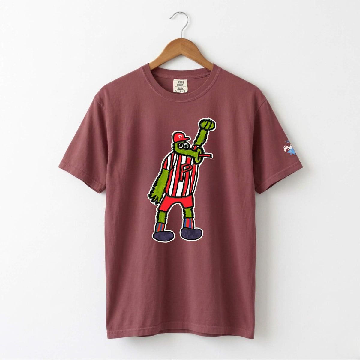 Philadelphia Phillies Phillie Phanatic by Devin brick Comfort Colors t-shirt by Phillygoat