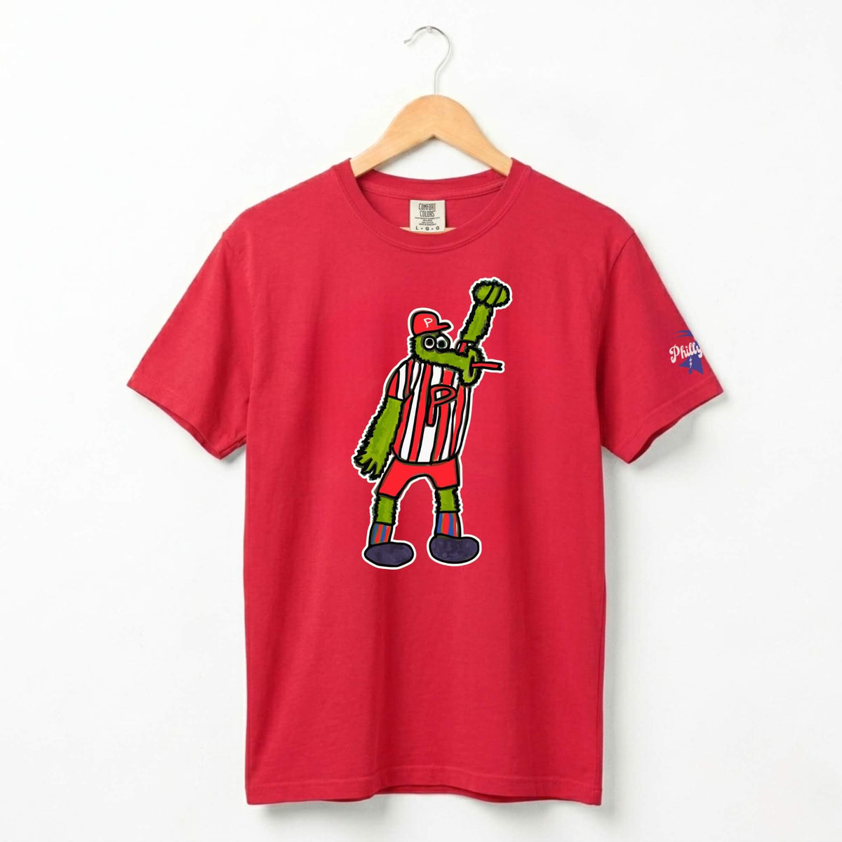 Philadelphia Phillies Phillie Phanatic by Devin red Comfort Colors t-shirt by Phillygoat