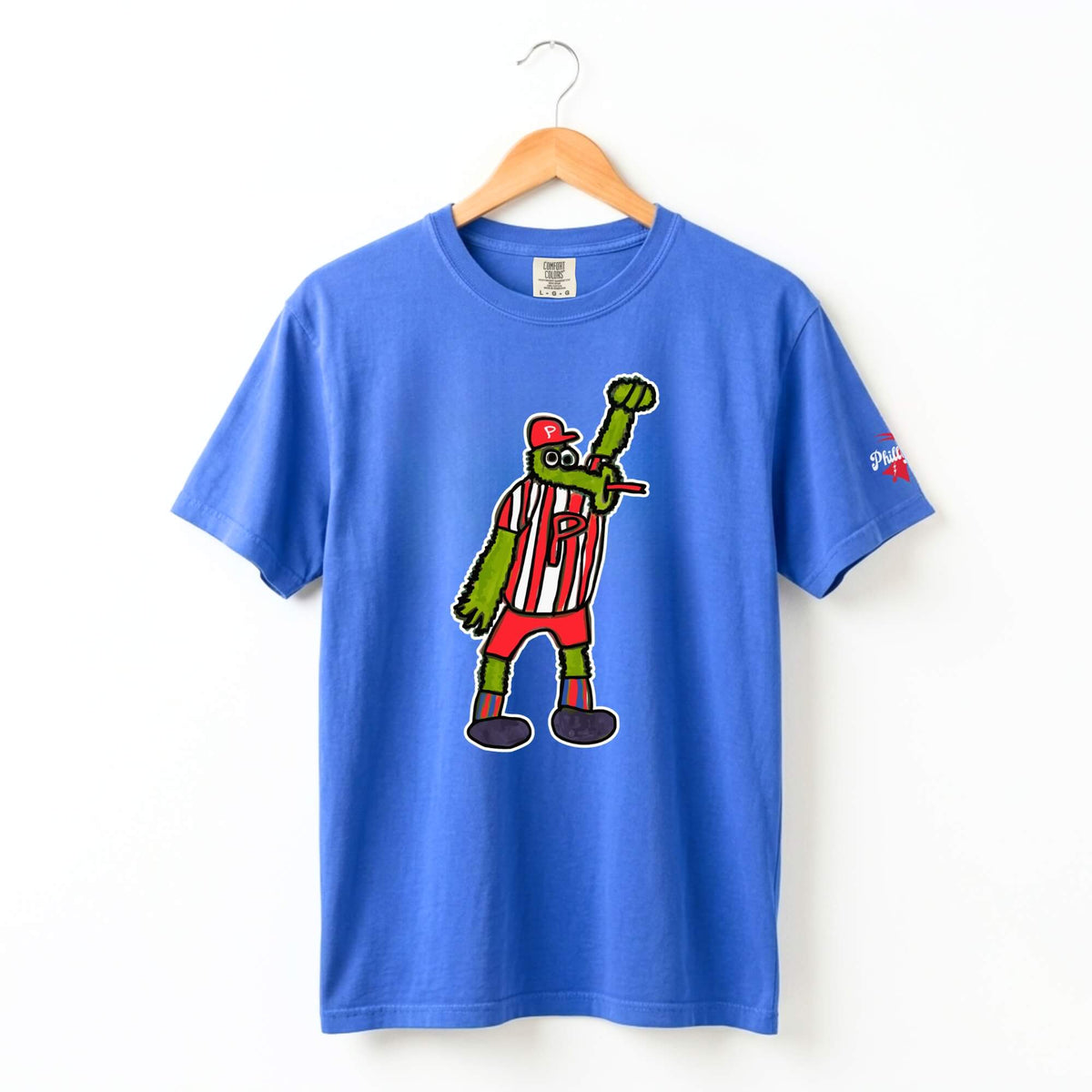 Philadelphia Phillies Phillie Phanatic by Devin royal blue Comfort Colors t-shirt by Phillygoat