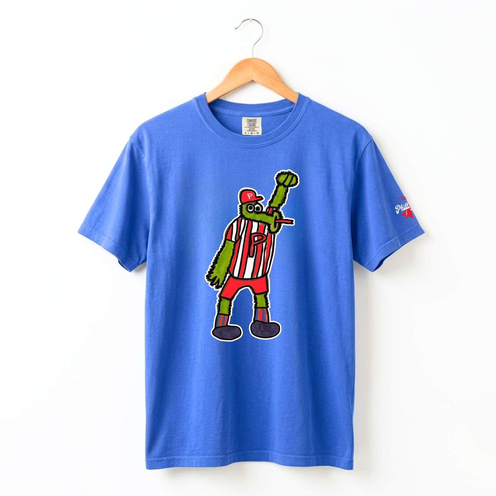 Philadelphia Phillies Phillie Phanatic by Devin royal blue Comfort Colors t-shirt by Phillygoat