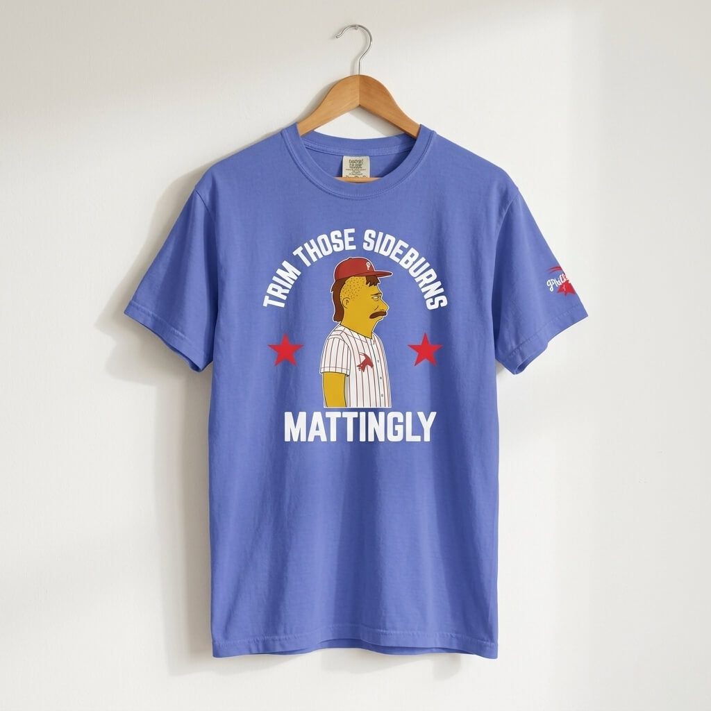 Philadelphia Phillies Don Mattingly sideburns Simpsons royal blue comfort colors t-shirt by Phillygoat