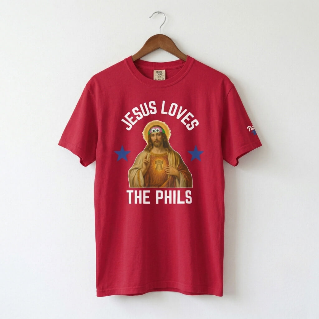 Philadelphia Phillies funny Jesus Loves the Phils red shirt by Phillygoat