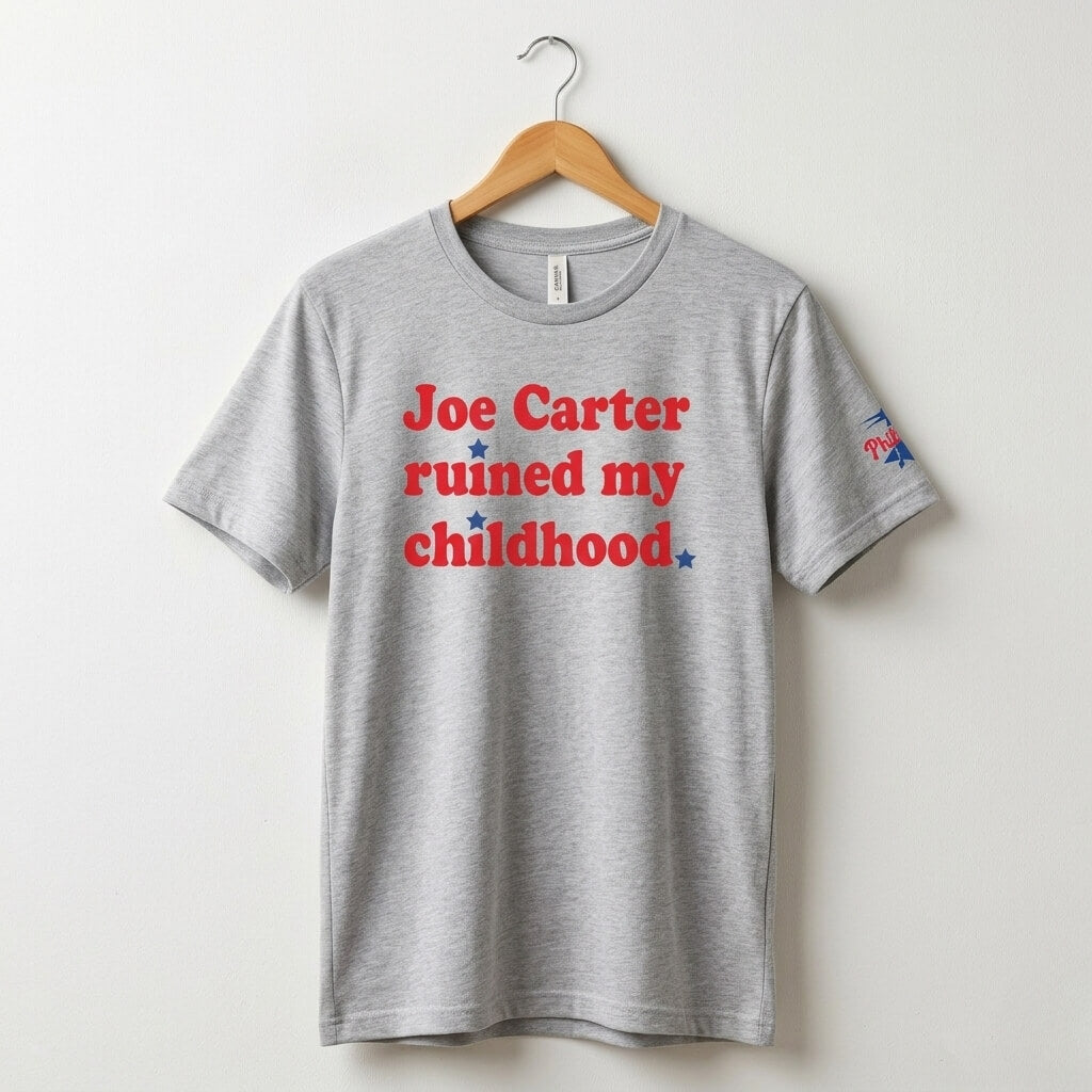 Philadelphia Phillies funny heather grey Joe Carter Ruined my Childhood shirt by Phillygoat