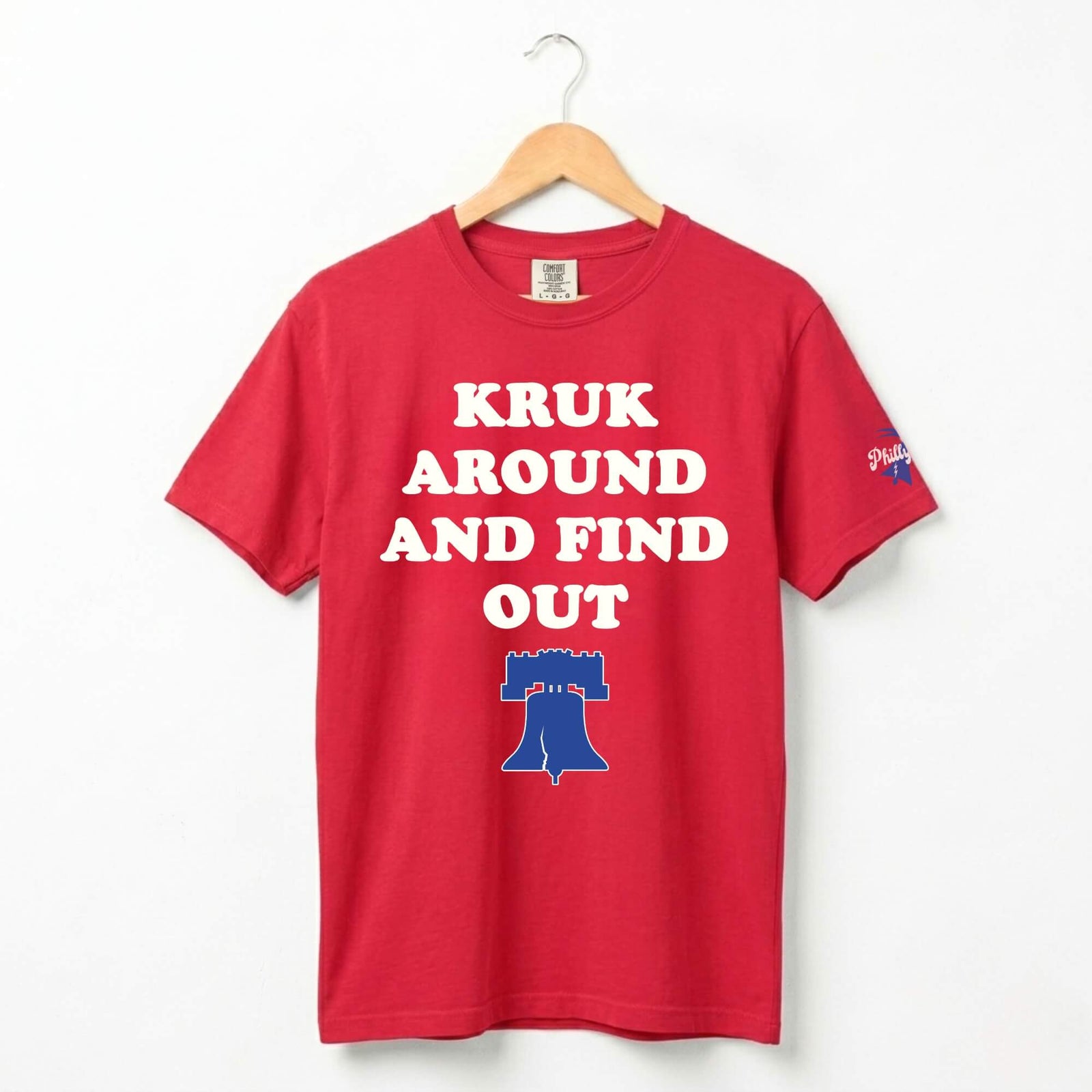 Philadelphia Phillies John Kruk Around and Find Out red comfort colors t-shirt by phillygoat