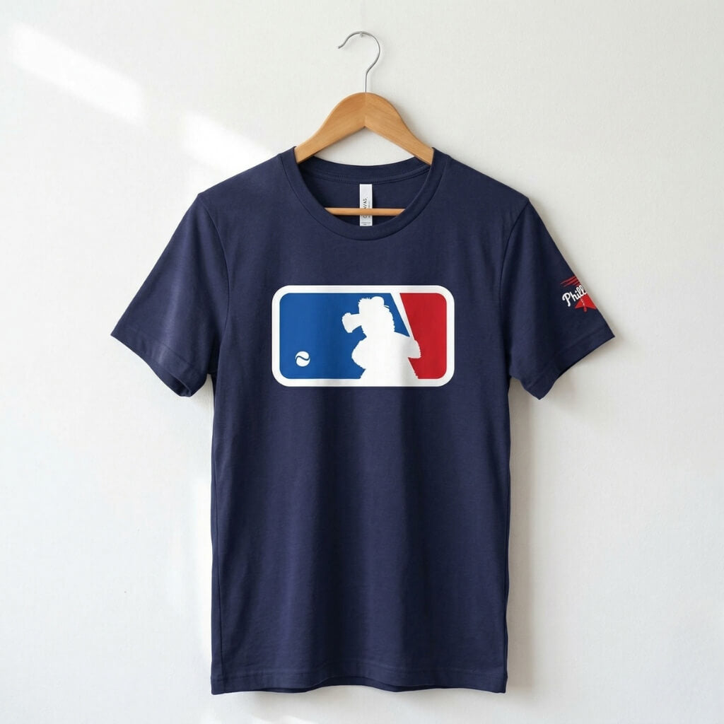 Philadelphia Phillies Phillie Phanatic MLB logo heather navy blue parody t-shirt by Phillygoat