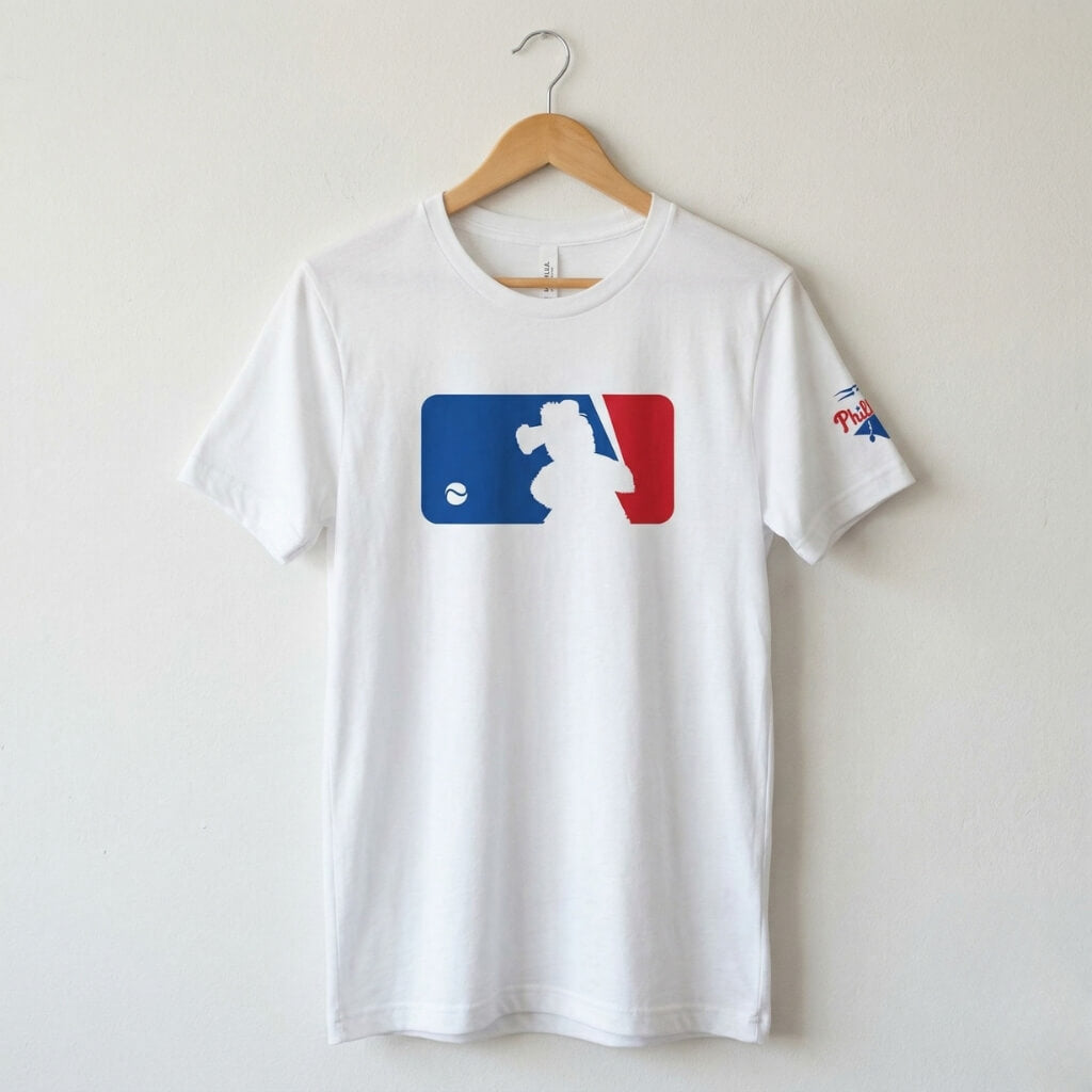 Philadelphia Phillies Phillie Phanatic MLB logo white parody t-shirt by Phillygoat