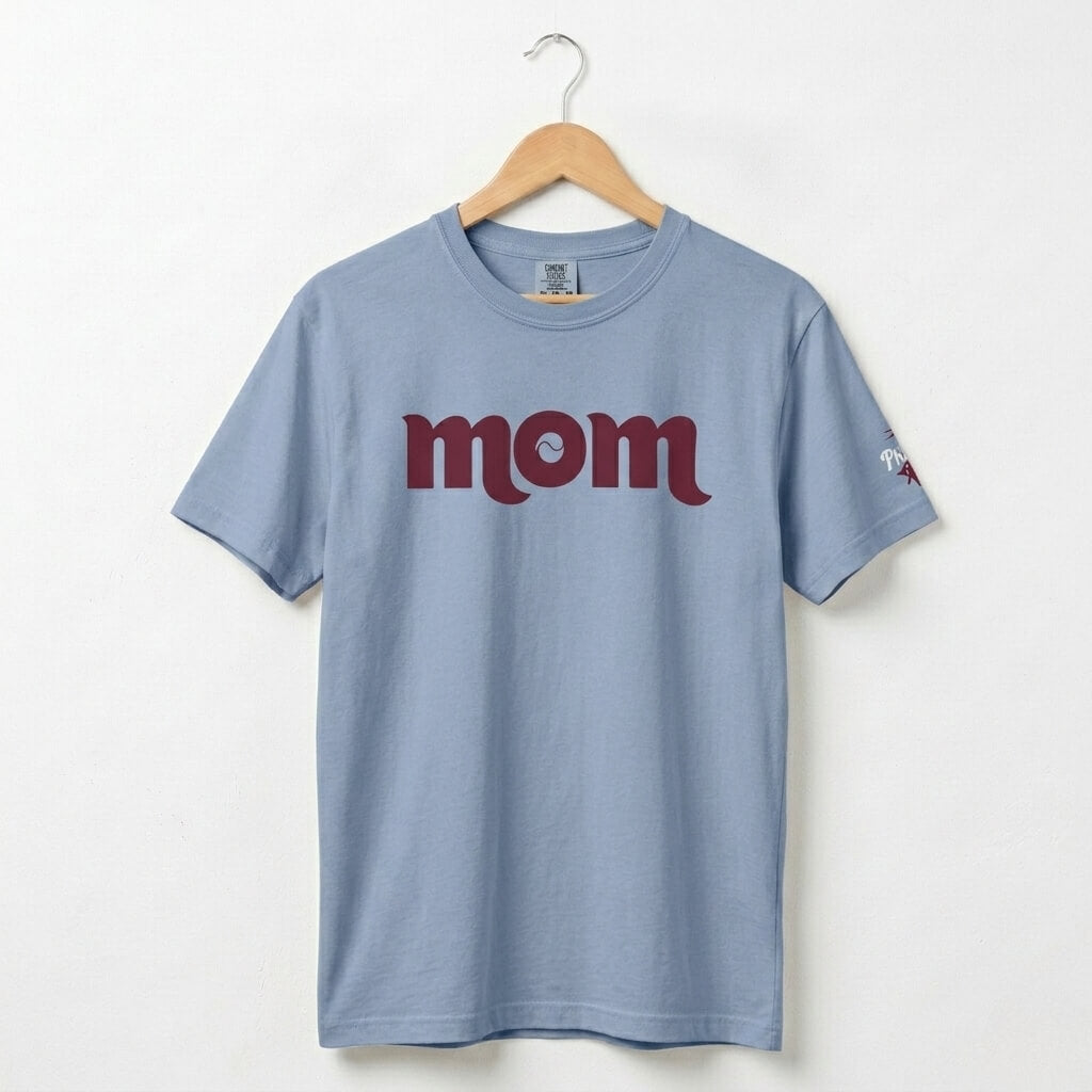 Philadelphia Phillies Mom washed denim Comfort Colors t-shirt by Phillygoat