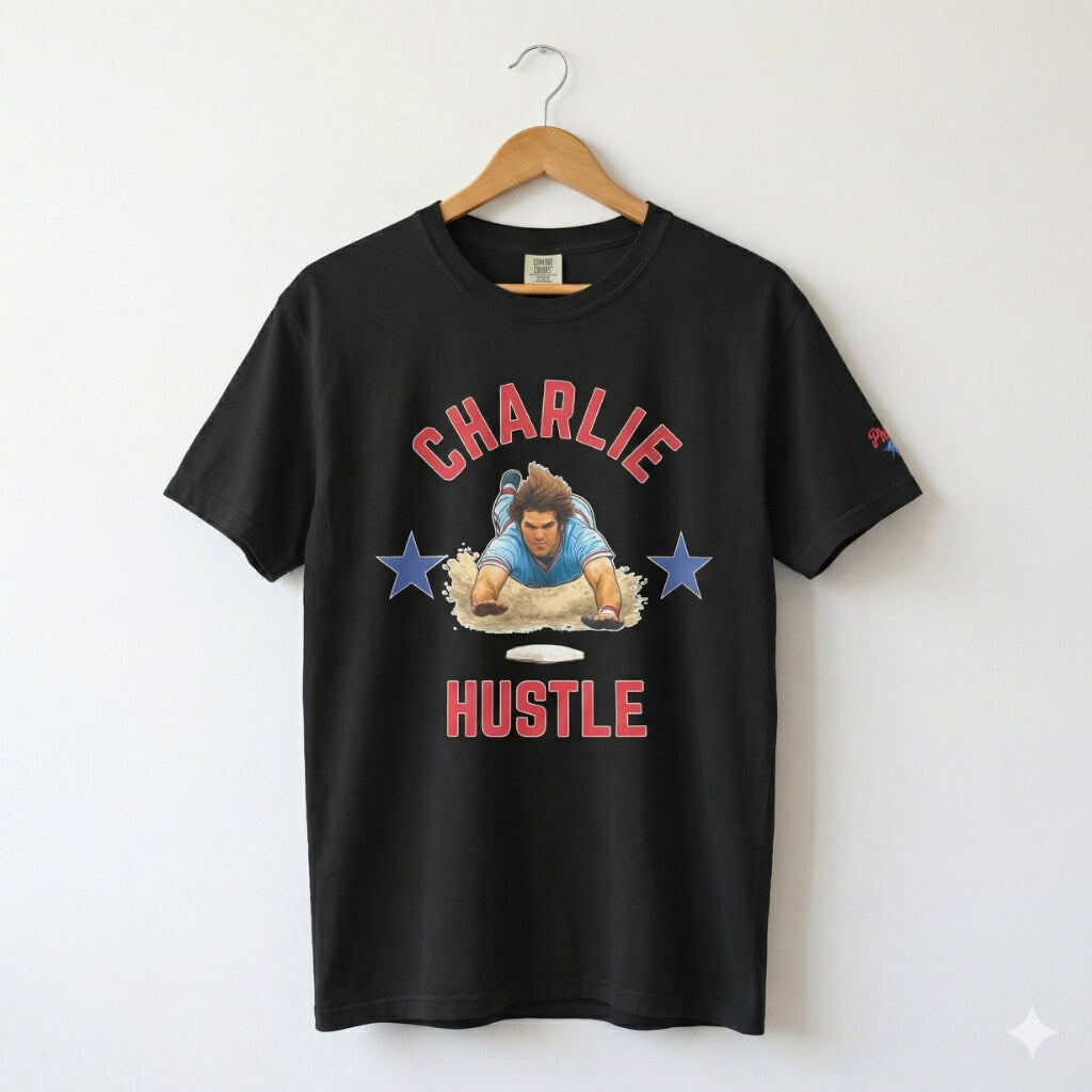 Philadelphia Phillies Pete Rose Charlie Hustle black Comfort Colors t-shirt by Phillygoat