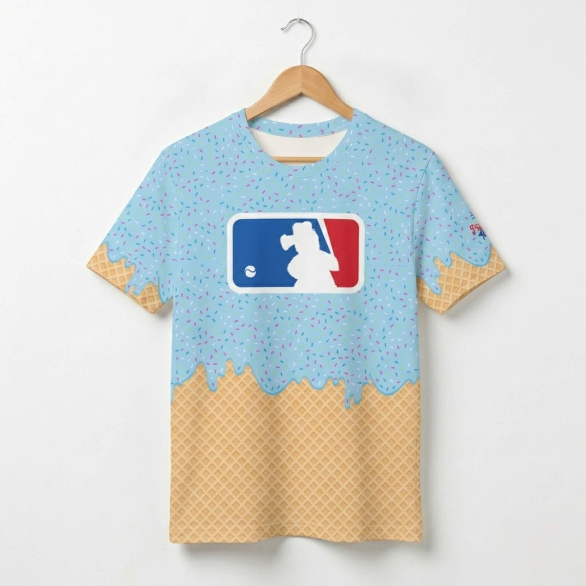 Philadelphia Phillies Phillie Phanatic MLB logo melted ice cream t-shirt with jimmies sprinkles on it by Phillygoat
