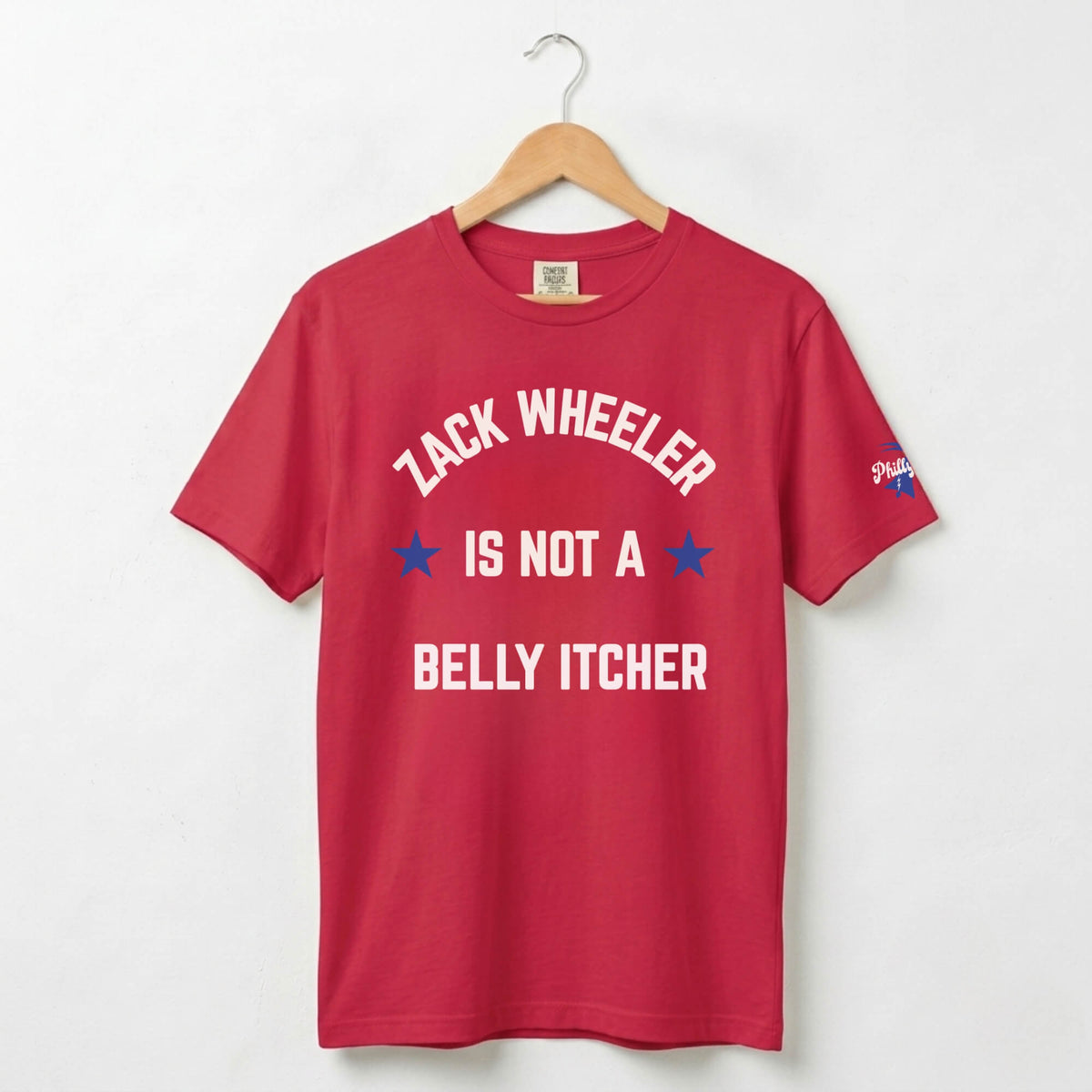 Philadelphia Phillies Zack Wheeler Is Not a Belly Itcher red Comfort Colors t-shirt by Phillygoat