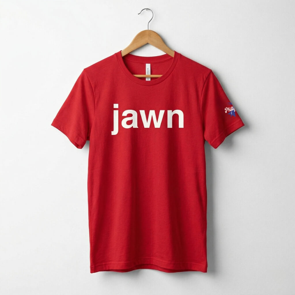 philadelphia philly slang jawn red t-shirt by Phillygoat