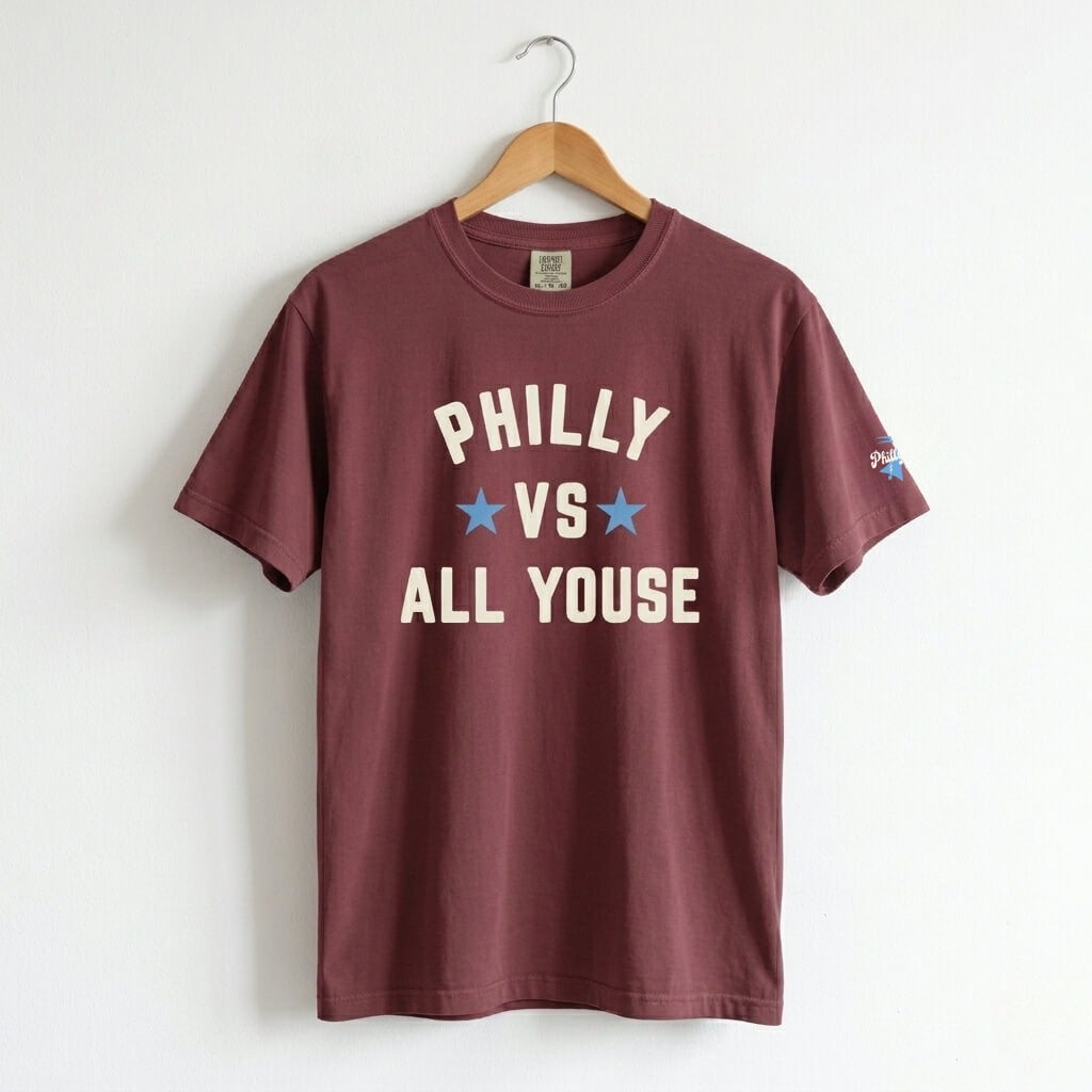 Philadelphia Phillies Philly vs All Youse maroon comfort colors t-shirt by Phillygoat
