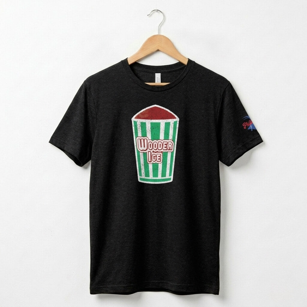 Philadelphia italian ice philly wooder water ice black t-shirt by Phillygoat