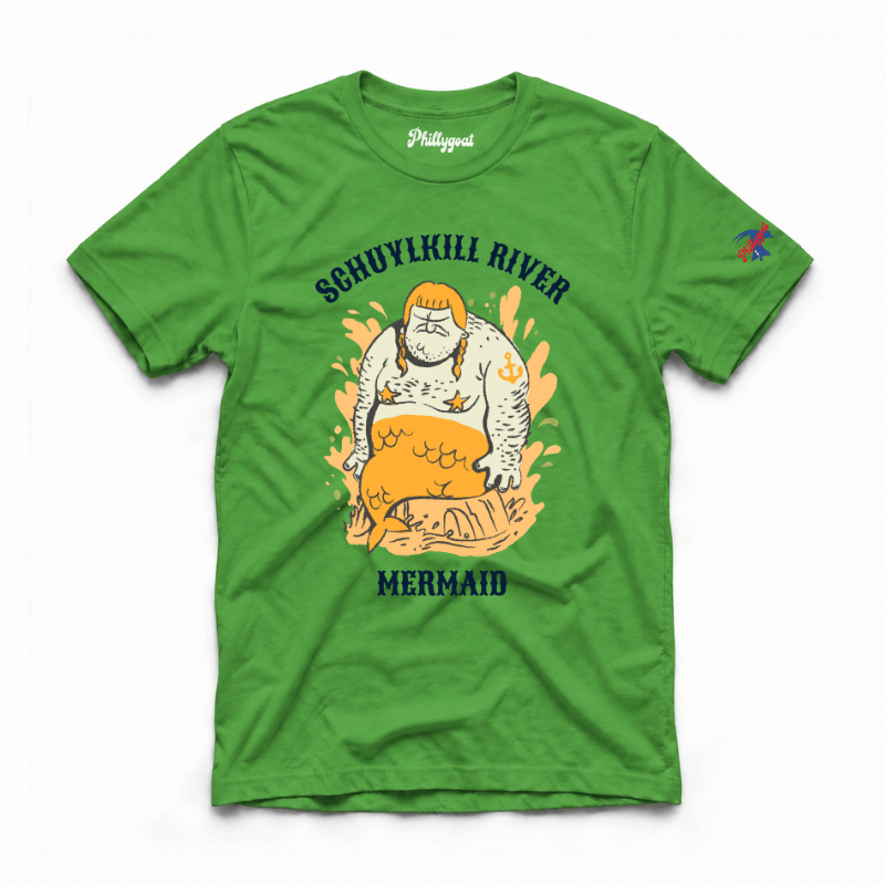 Philadelphia Schuylkill River Mermaid funny green t-shirt rom Phillygoat