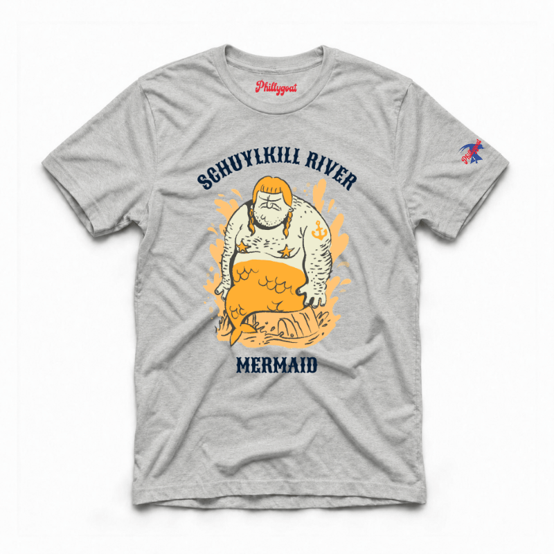 Philadelphia Schuylkill River Mermaid funny light grey t-shirt rom Phillygoat