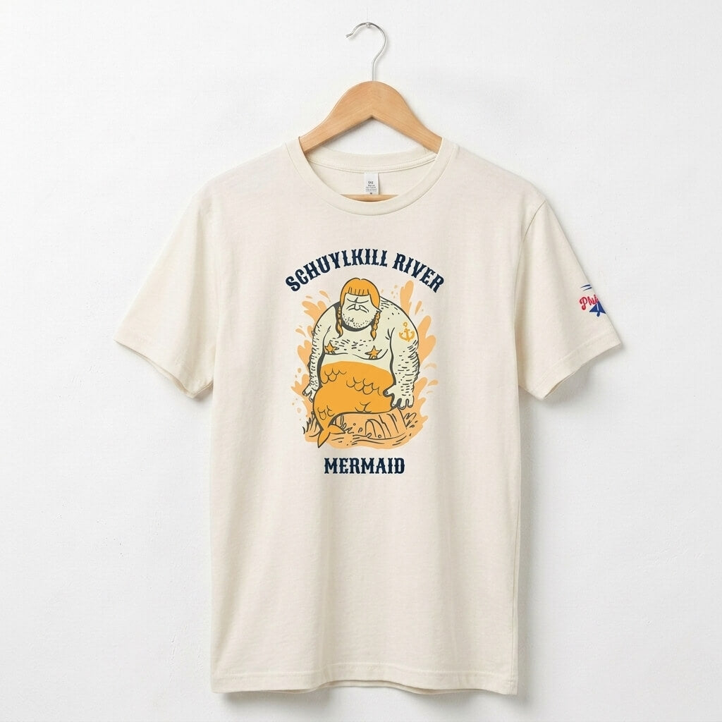 Philadelphia Schuylkill River Mermaid funny heather dust t-shirt by Phillygoat