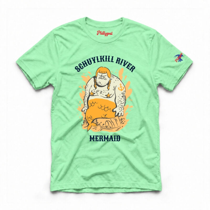 Philadelphia Schuylkill River Mermaid funny mint green t-shirt rom Phillygoat