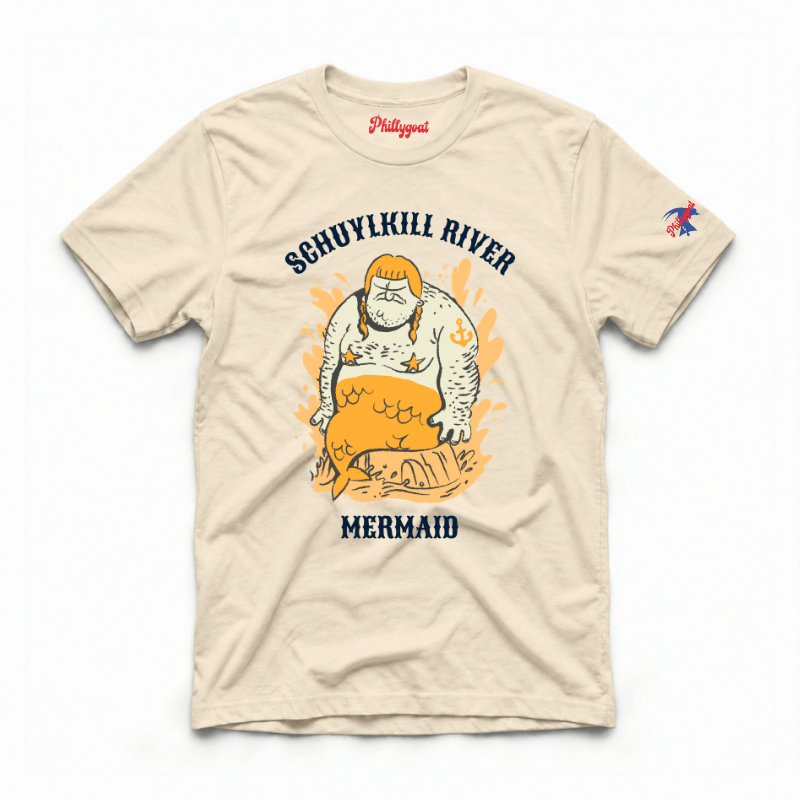 Philadelphia Schuylkill River Mermaid funny natural t-shirt rom Phillygoat