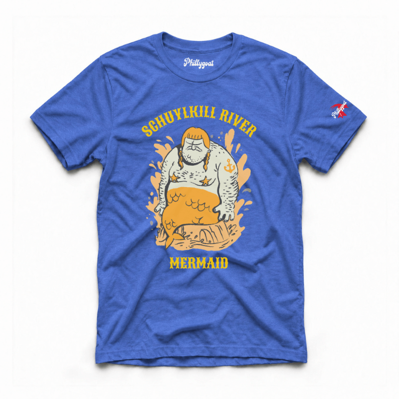 Philadelphia Schuylkill River Mermaid funny royal blue t-shirt rom Phillygoat