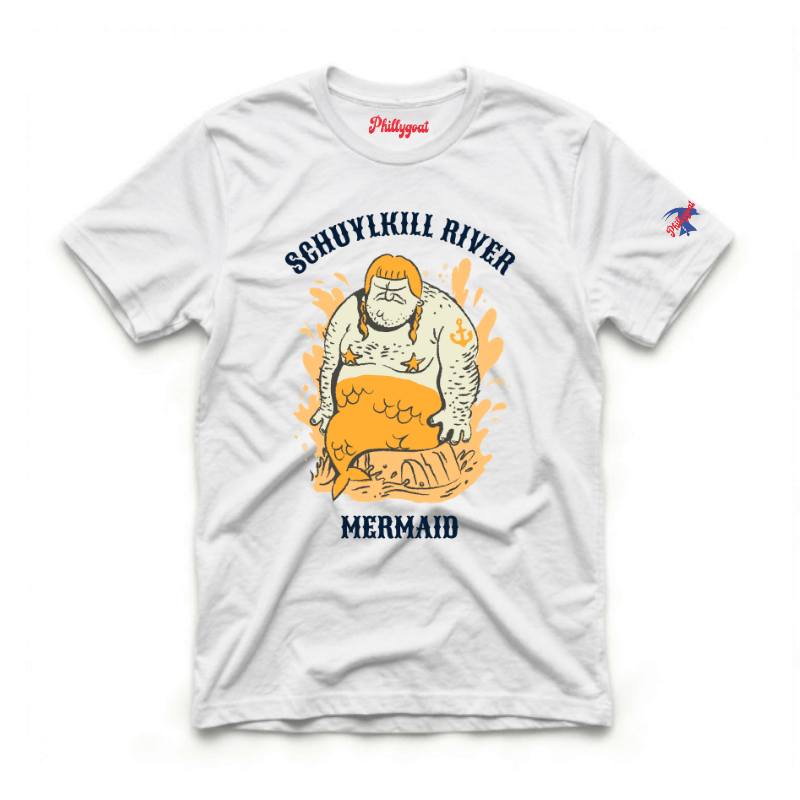 Philadelphia Schuylkill River Mermaid funny white t-shirt rom Phillygoat