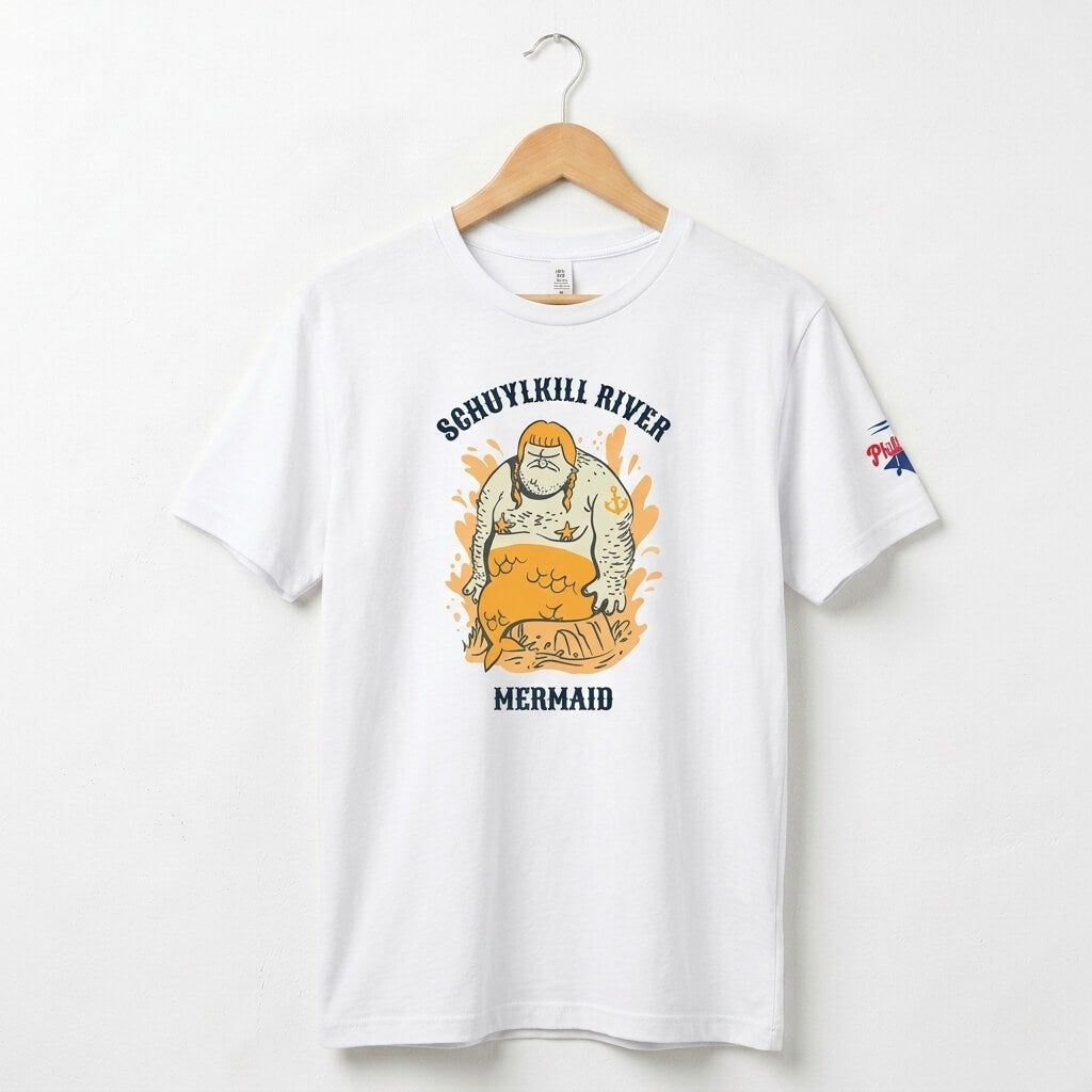 Philadelphia Schuylkill River Mermaid funny white t-shirt by Phillygoat