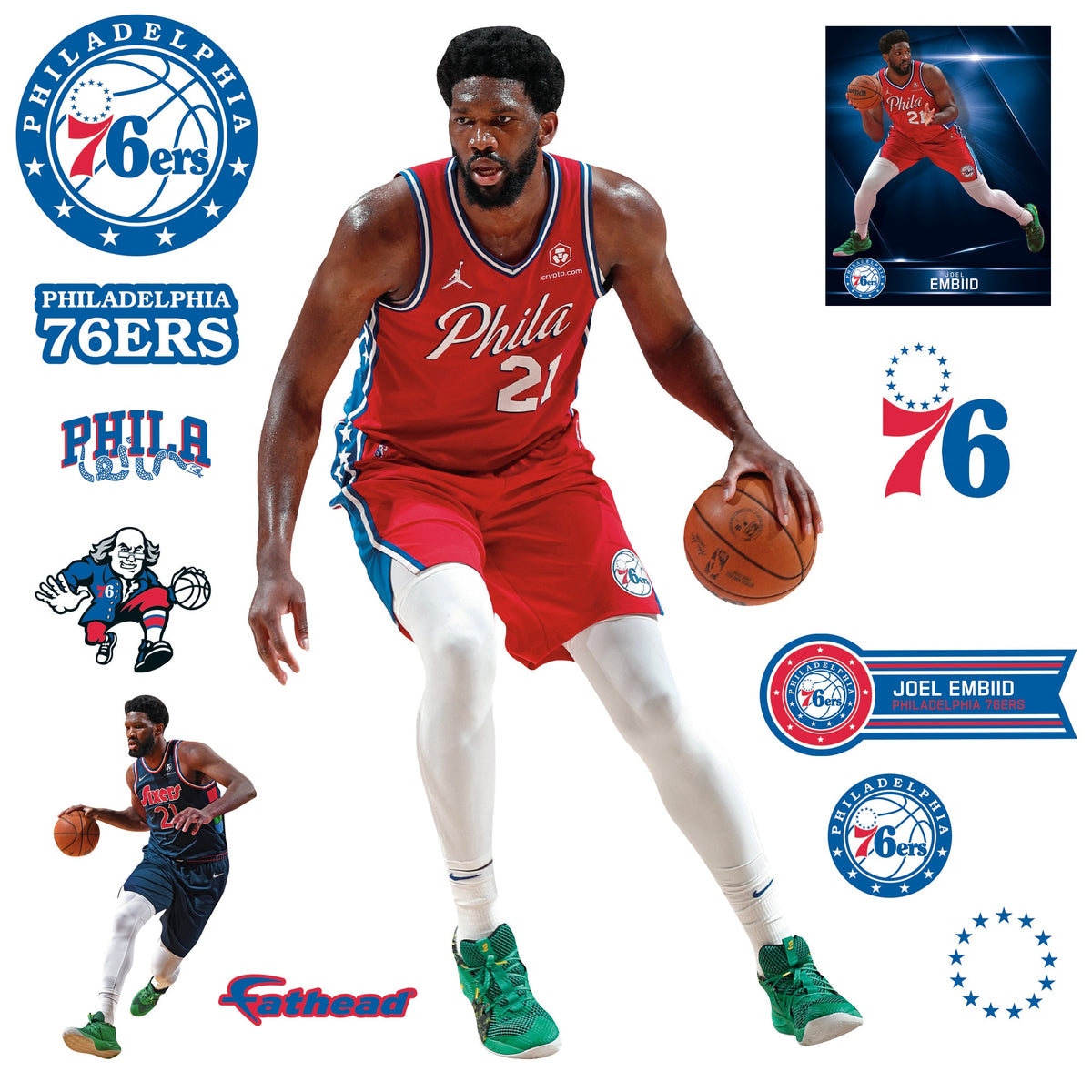 Joel Embiid - RealBig Statement Jersey Collection - Official NBA - Philadelphia 76ers - Reusable Vinyl Wall Decals