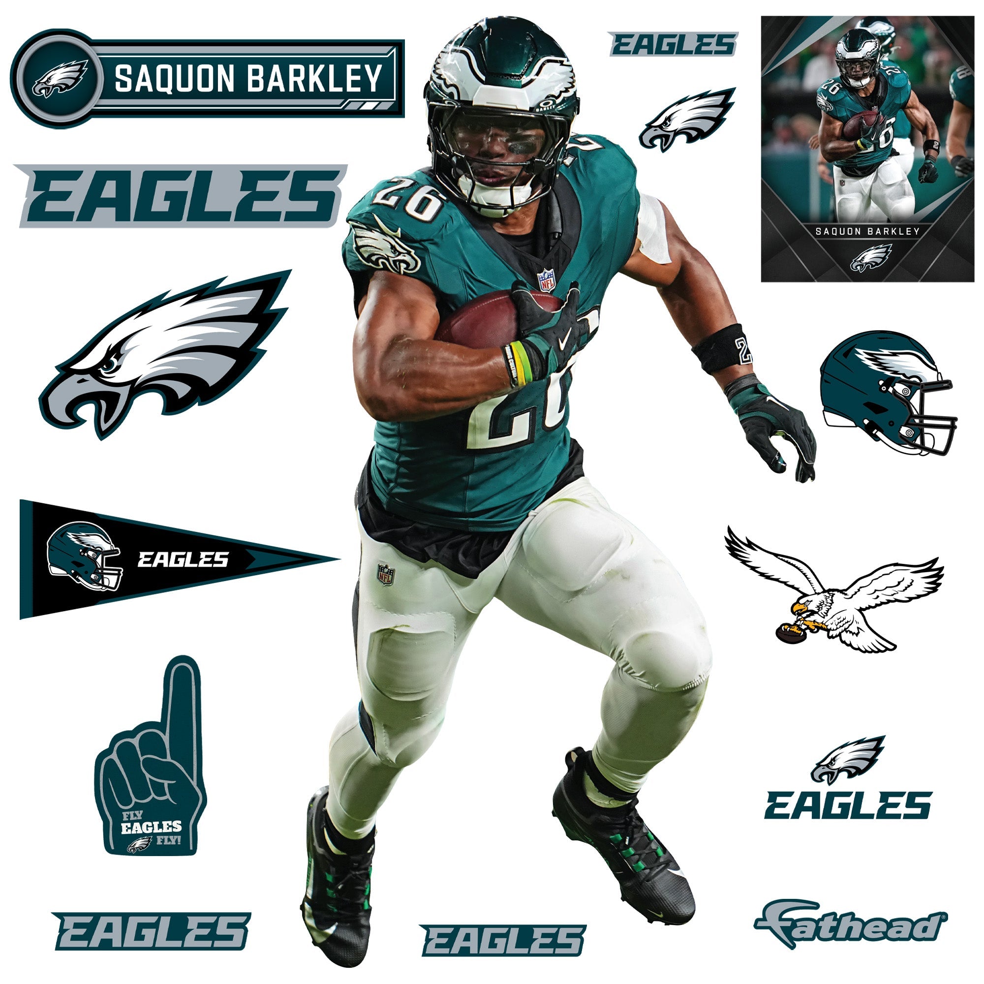 Addobbi Natale 2024 Ornamento Natalizio Personalizzato Philadelphia Eagles Con Saquon Barkley - Reverse Hurdle, Pezzo Unico! Decorazione Handmade NFL - Foto 5