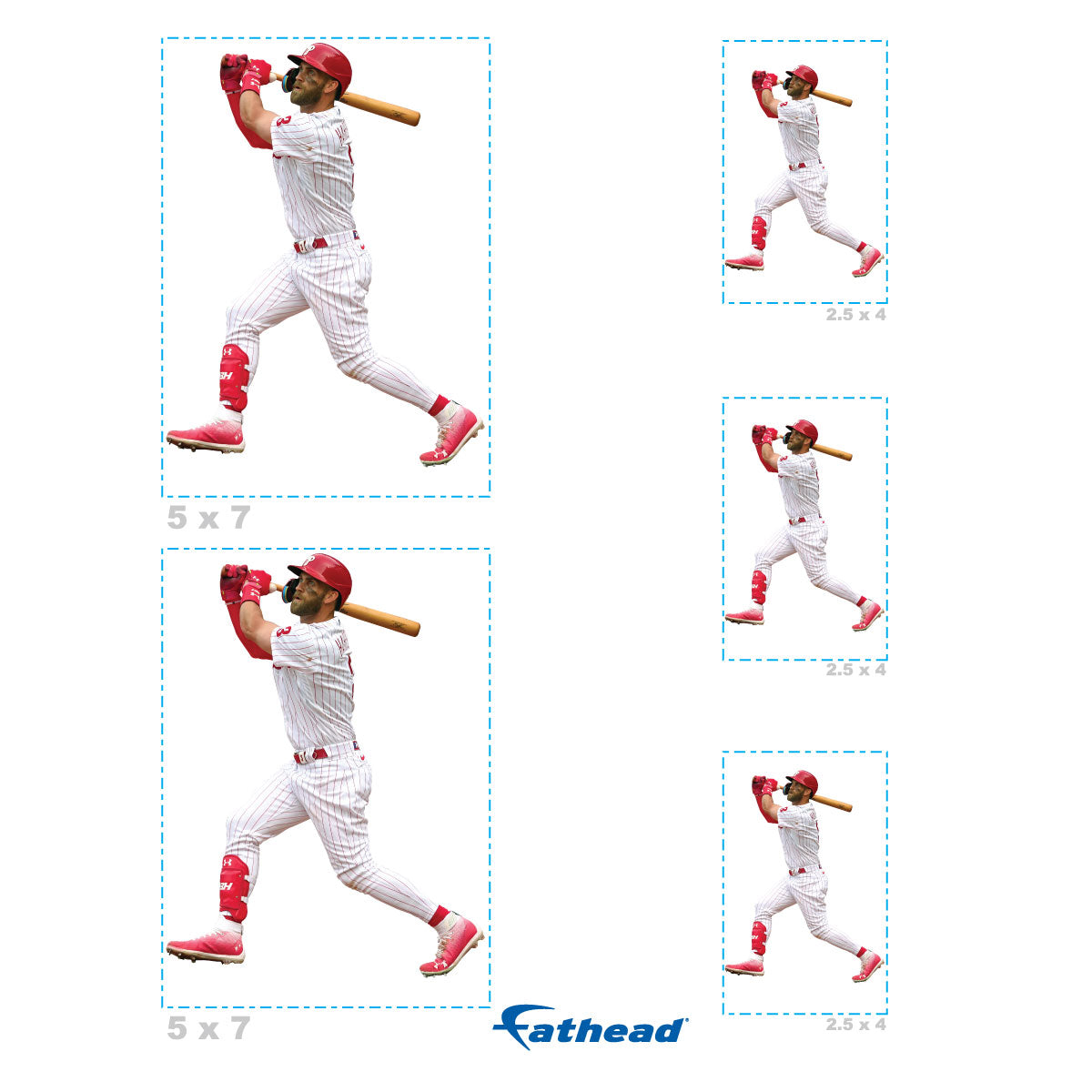 Bryce Harper - 5 Player Minis (Mixed Sizes) - Official MLB - Philadelphia Phillies - Reusable Vinyl Decals