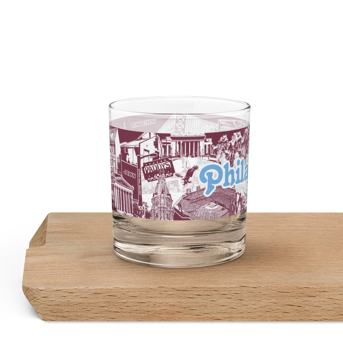 Philadelphia Baseball Rocks Glass