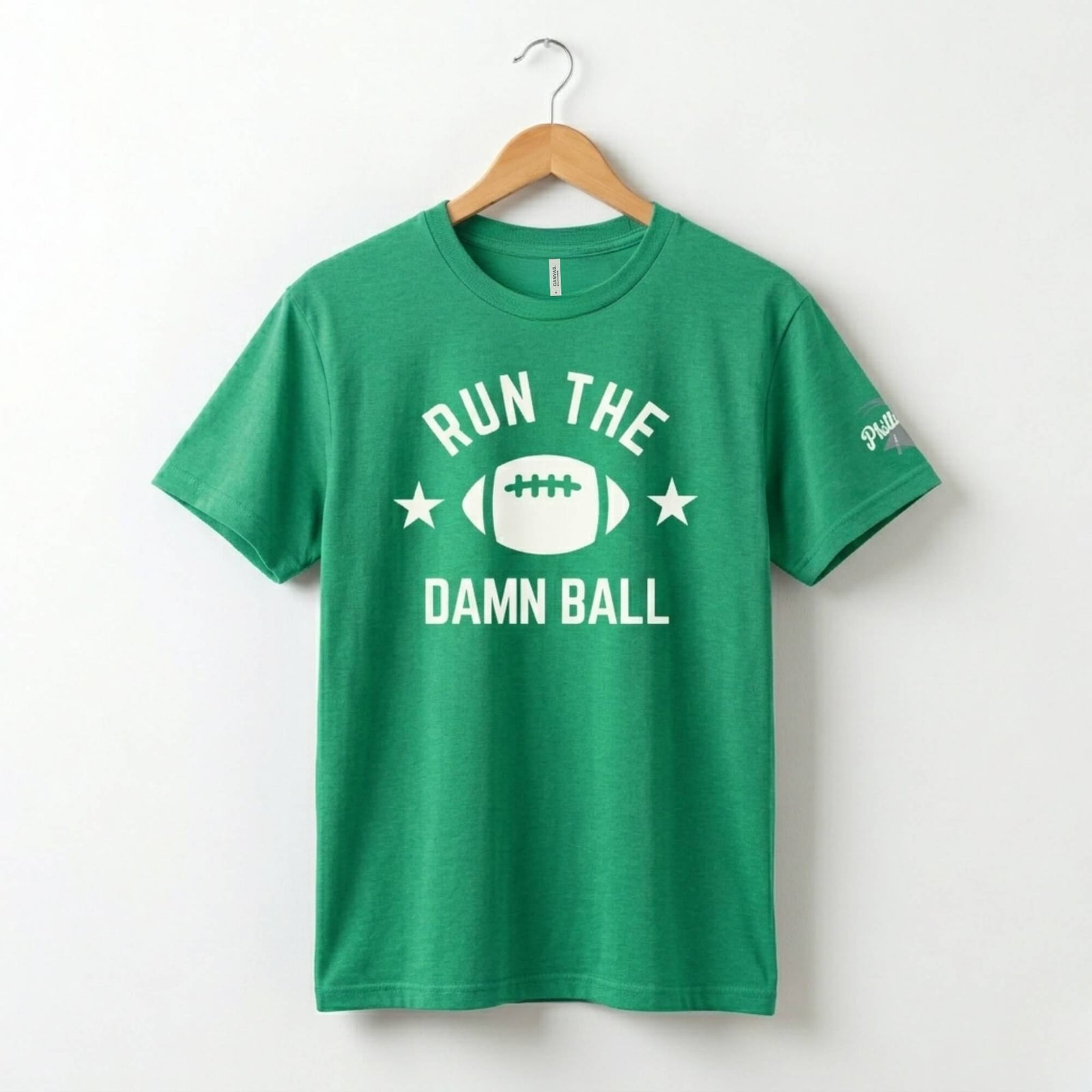 Philadelphia Eagles run the damn ball funny kelly green football t-shirt by Phillygoat