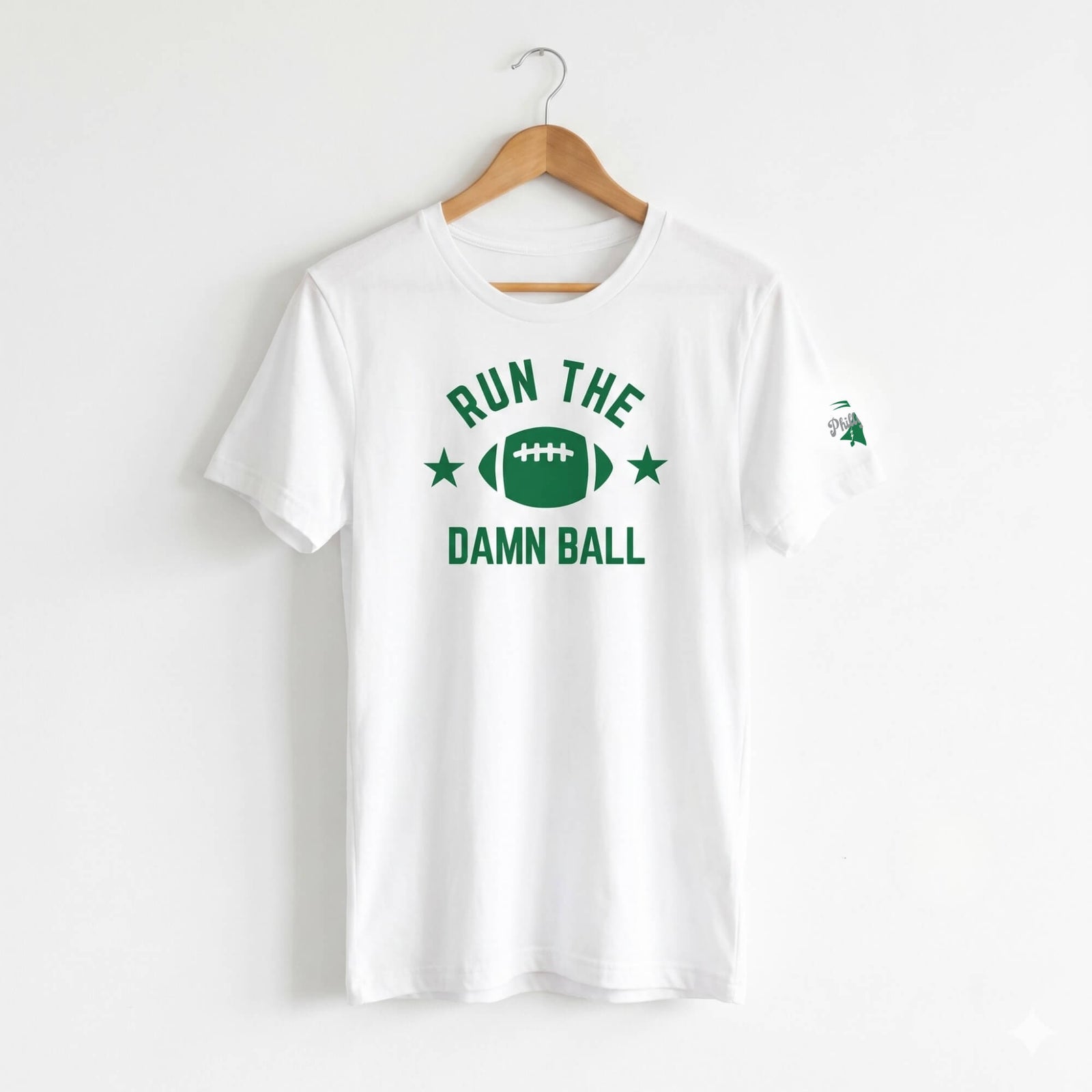 Philadelphia Eagles run the damn ball funny white football t-shirt by Phillygoat
