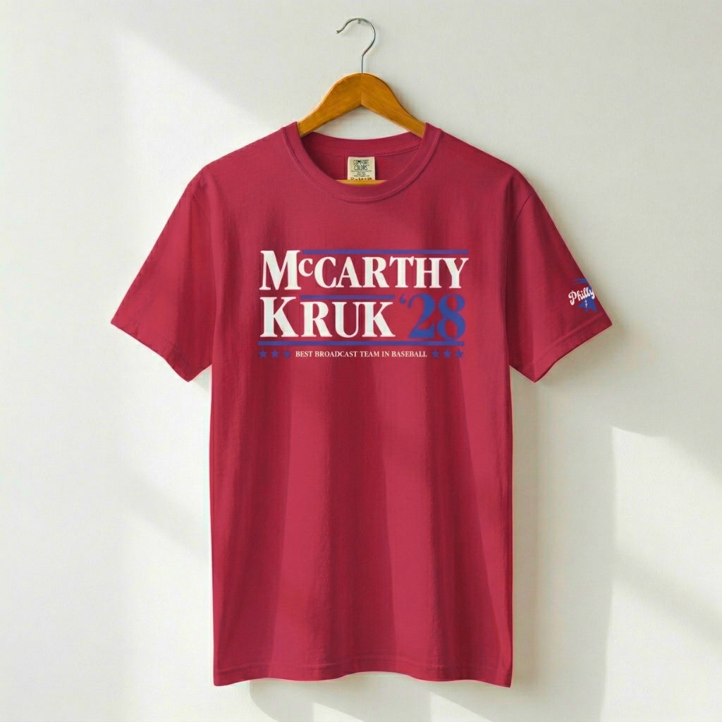 philadelphia phillies tom mccarthy and john kruk funny red comfort colors president t-shirt by phillygoat