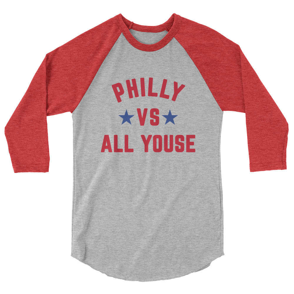 "Philly vs All Youse" 3/4 Sleeve Raglan Tee by Phillygoat – Philadelphia sports apparel