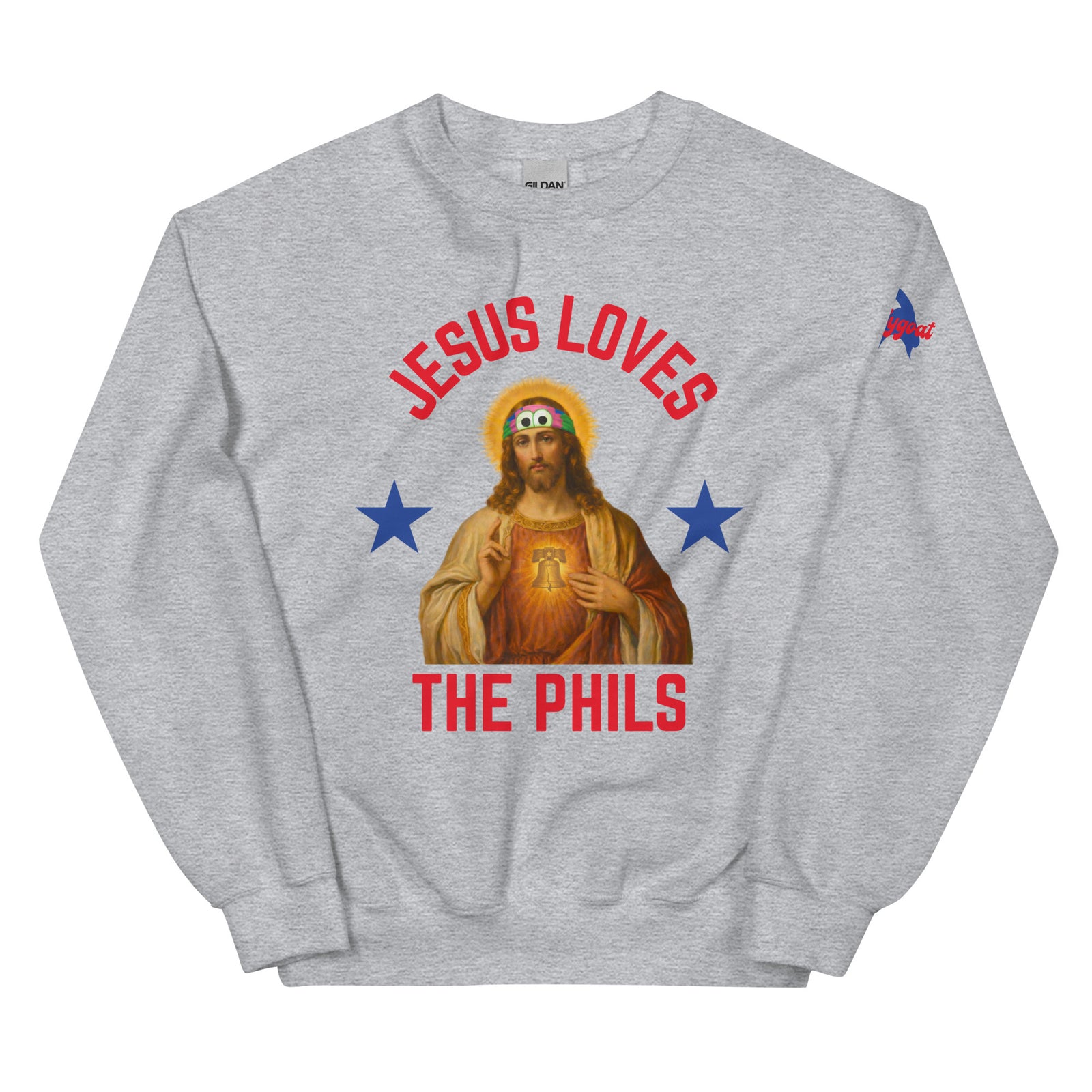 "Jesus Loves the Phils" Sweatshirt by Phillygoat – Philadelphia sports apparel