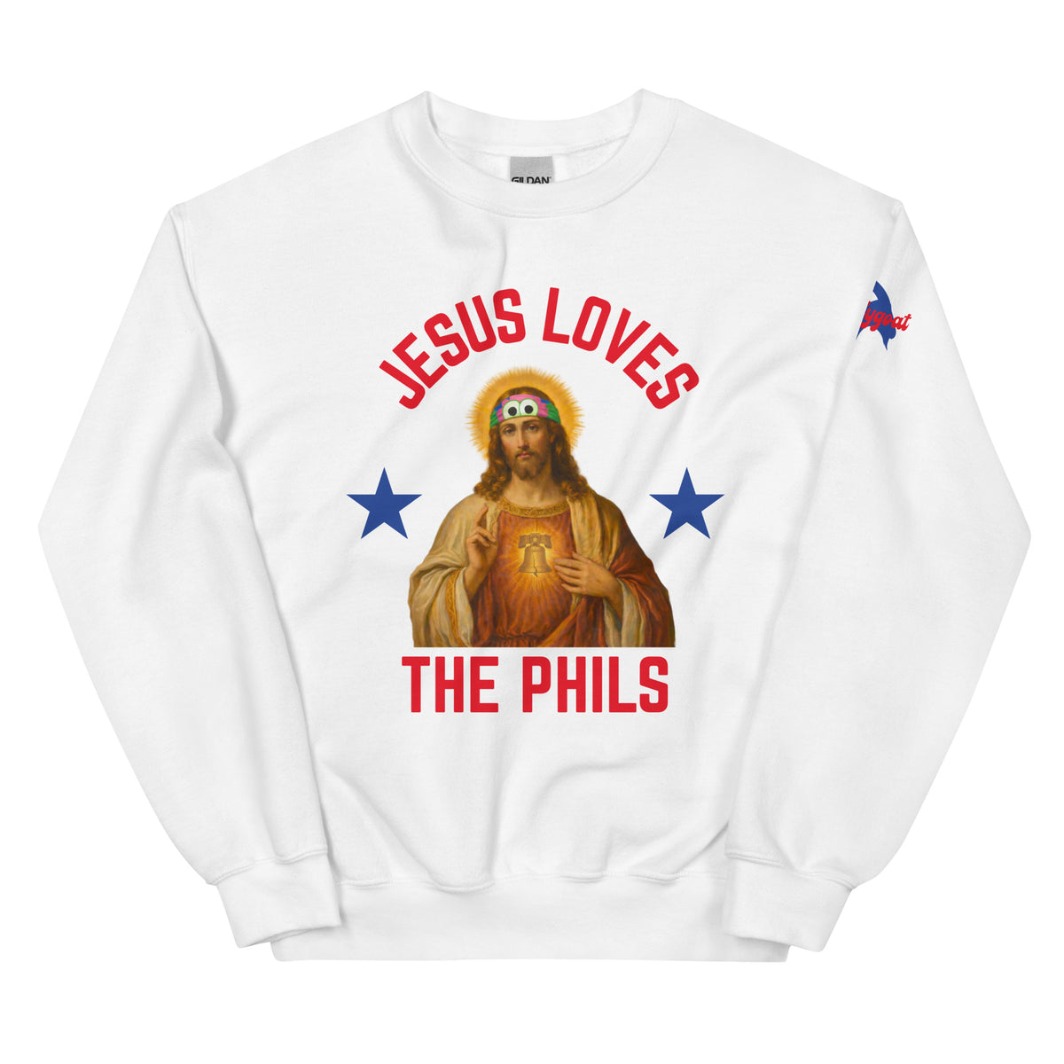 "Jesus Loves the Phils" Sweatshirt by Phillygoat – Philadelphia sports apparel