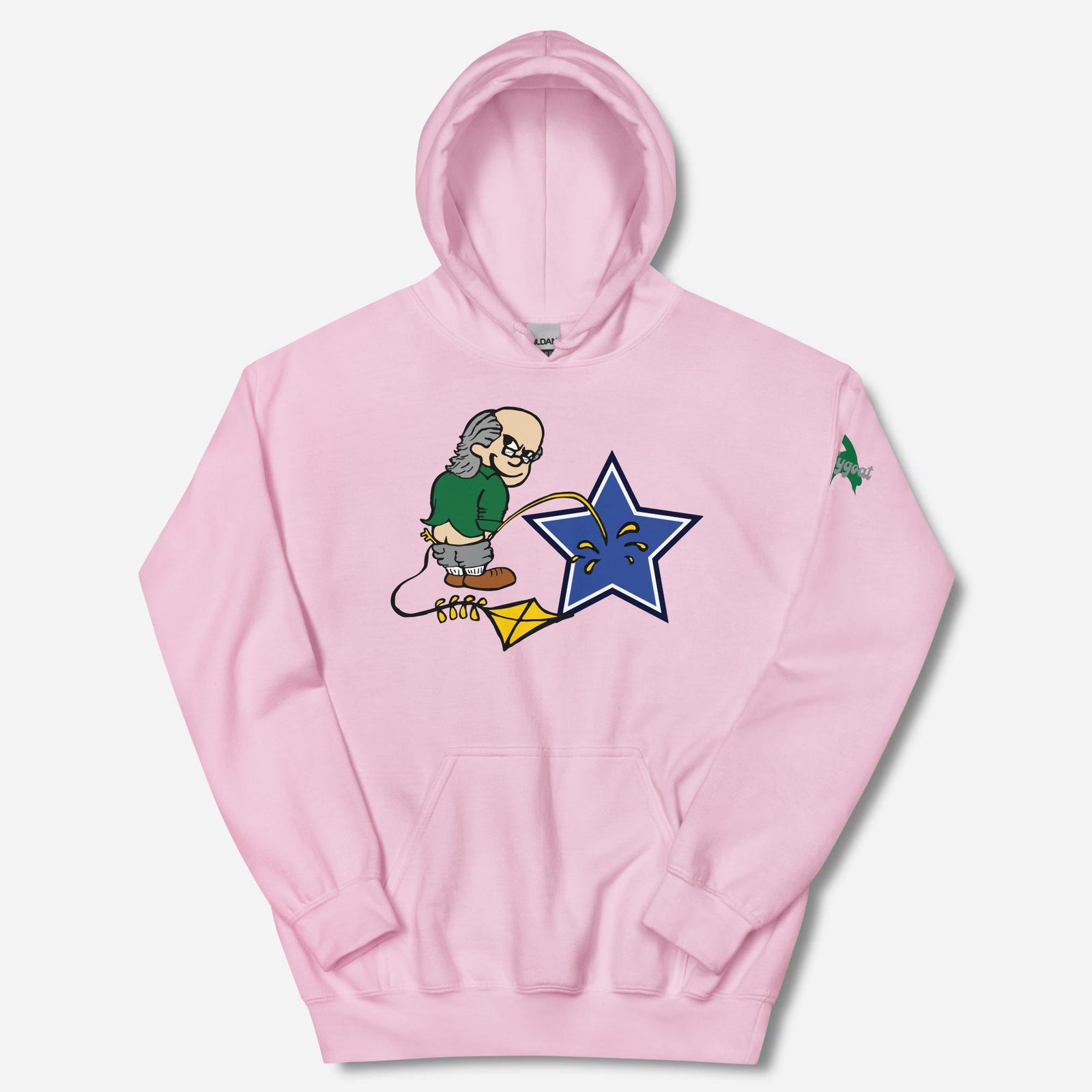 "Ben Franklin Whizzing on the Blue Star" Hoodie