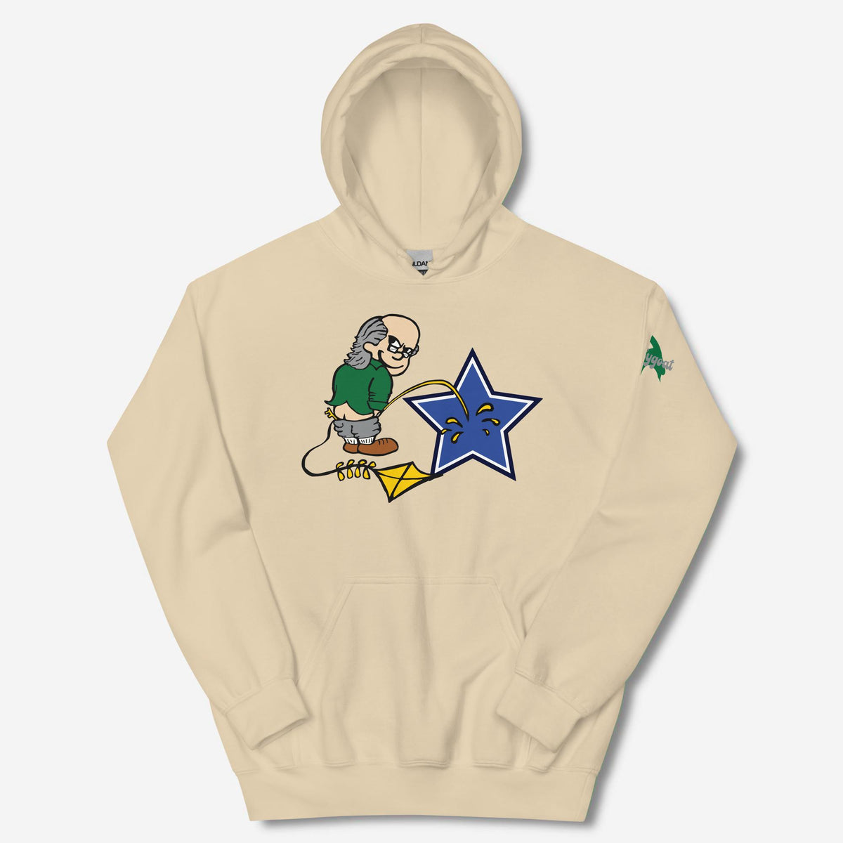 "Ben Franklin Whizzing on the Blue Star" Hoodie