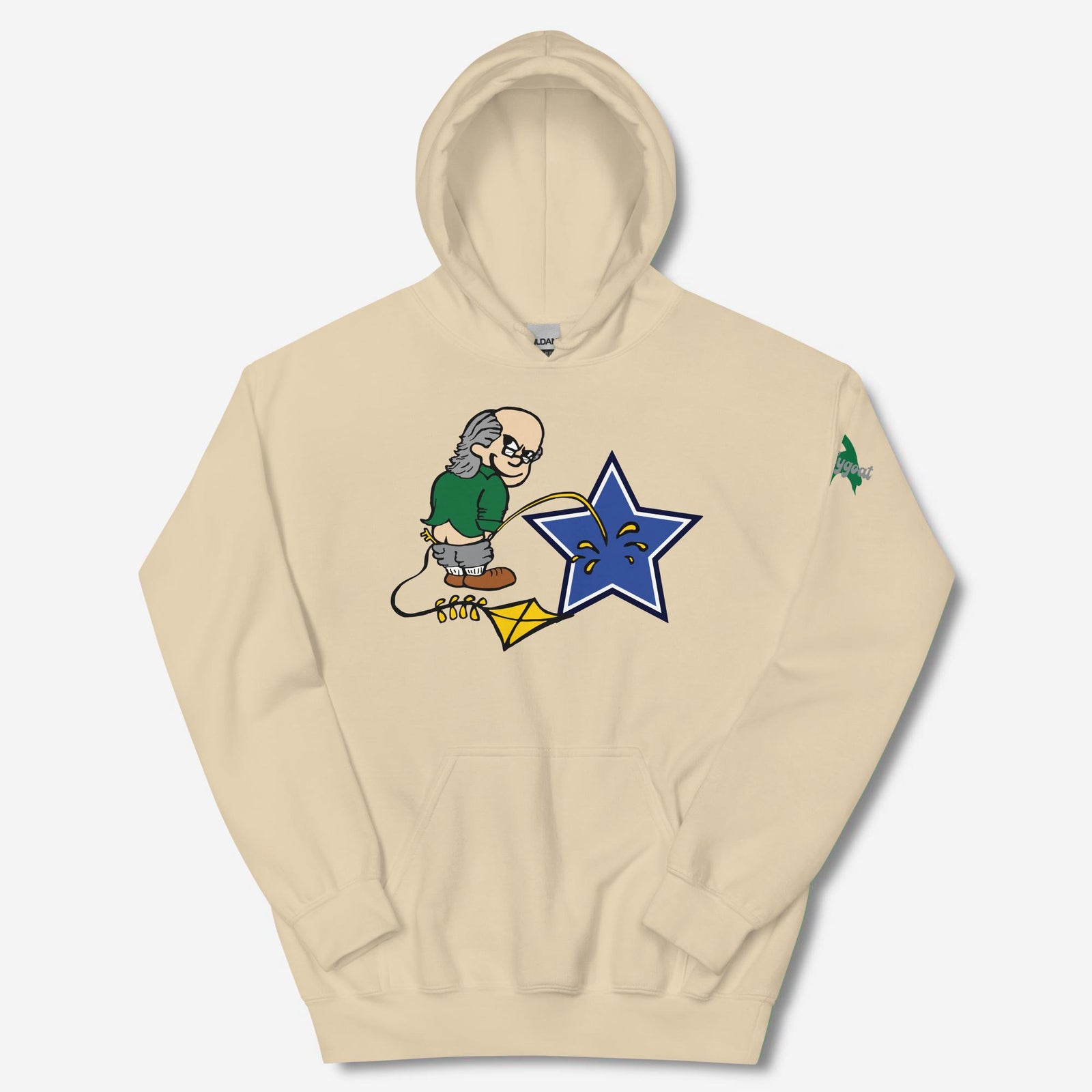 "Ben Franklin Whizzing on the Blue Star" Hoodie