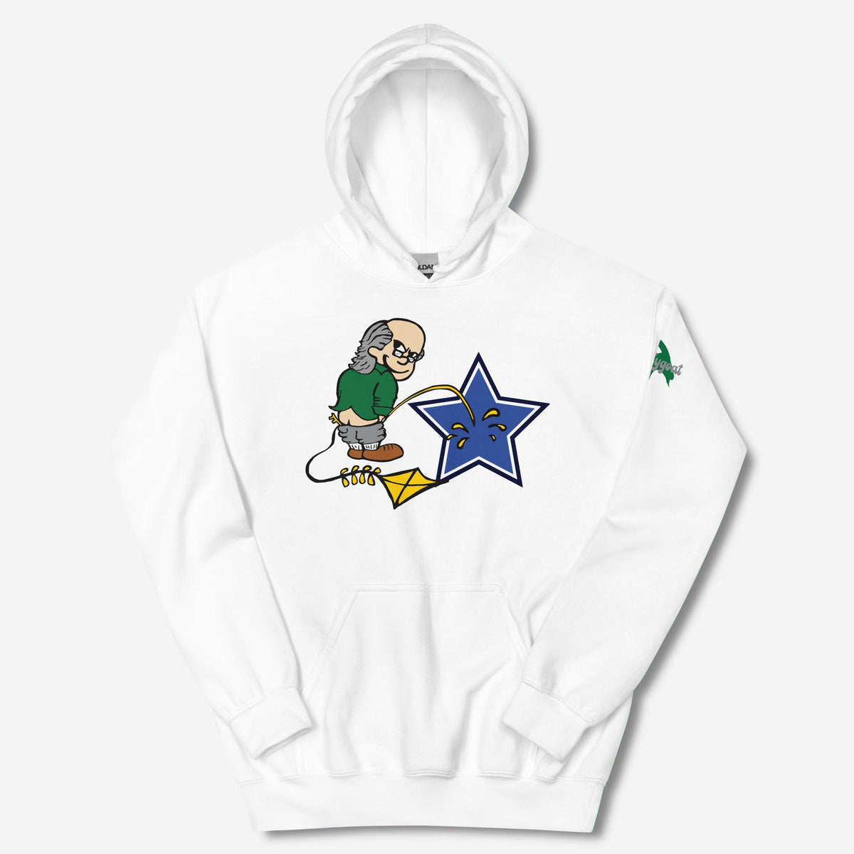 "Ben Franklin Whizzing on the Blue Star" Hoodie