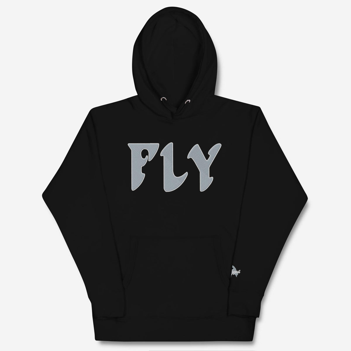 &quot;FLY&quot; Black &amp; Silver Embroidered Hoodie