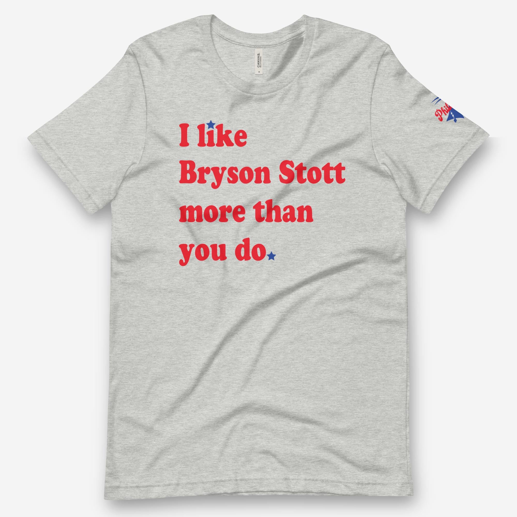 I Like Bryson Stott More Than You Do Tee | Philadelphia Phillies | phillygoat Dark Grey Heather / M