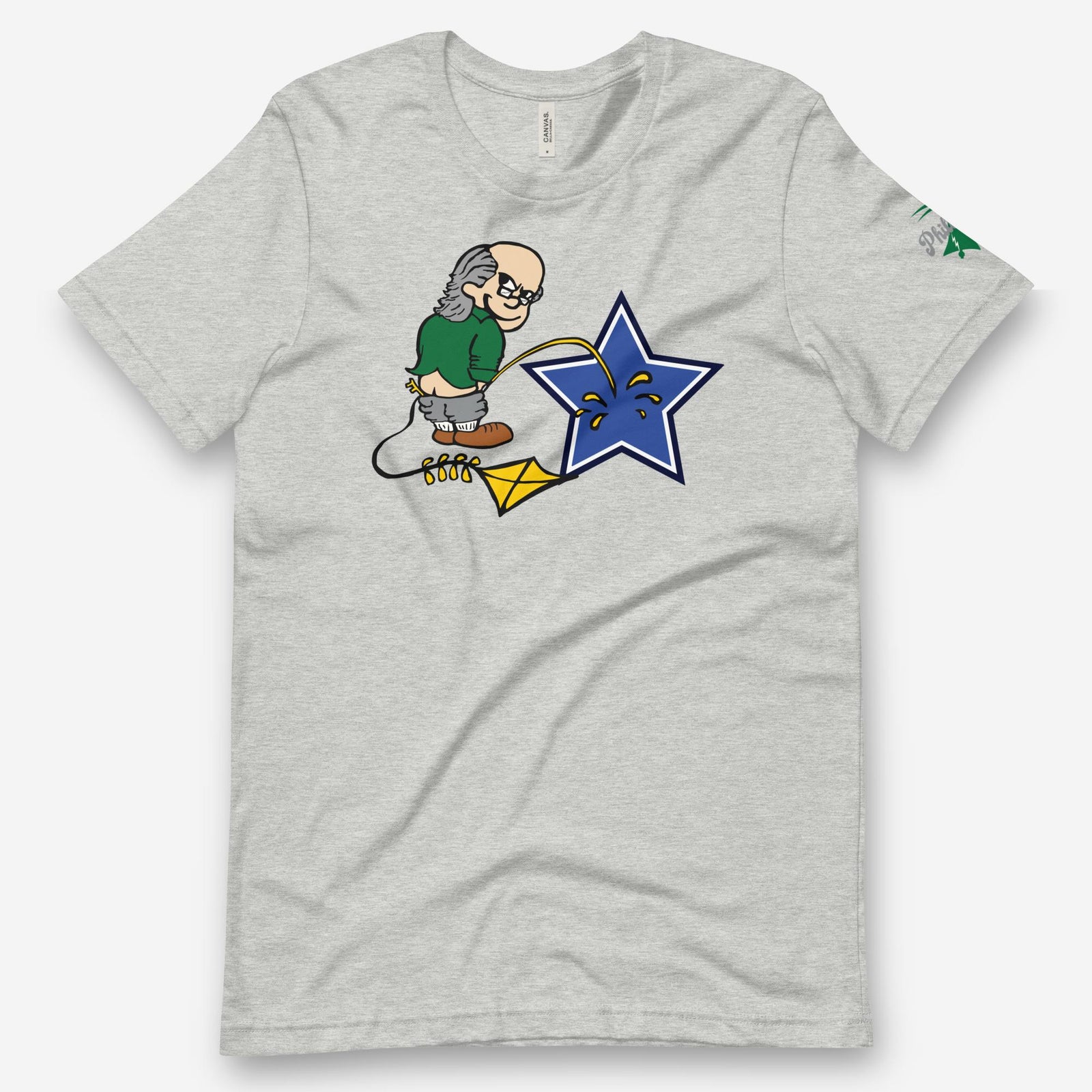 "Ben Franklin Whizzing on the Blue Star" Tee