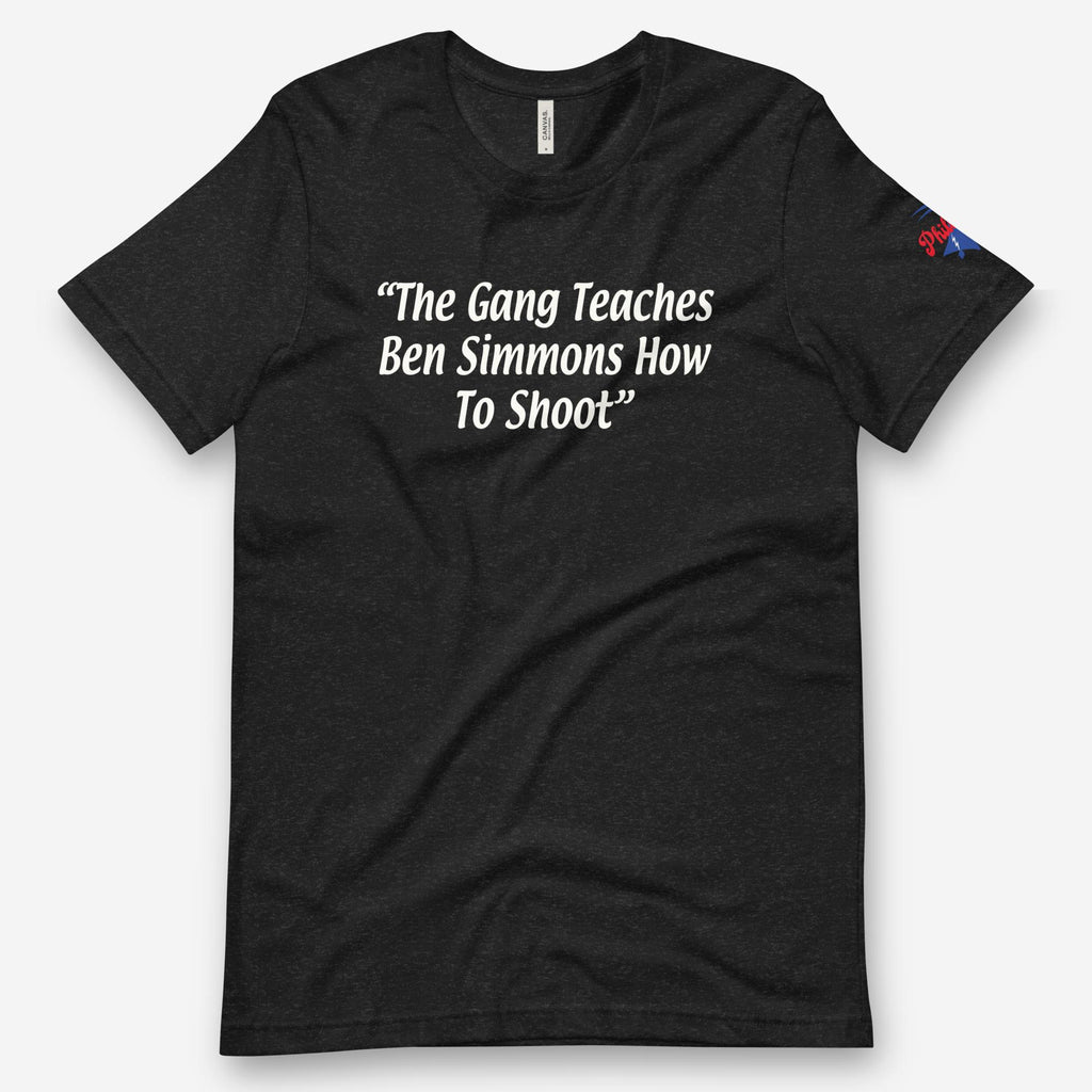 Printify The Gang Teaches Ben Simmons How to Shoot T Shirt Philadelphia Basketball Phillygoat Solid Black Blend M