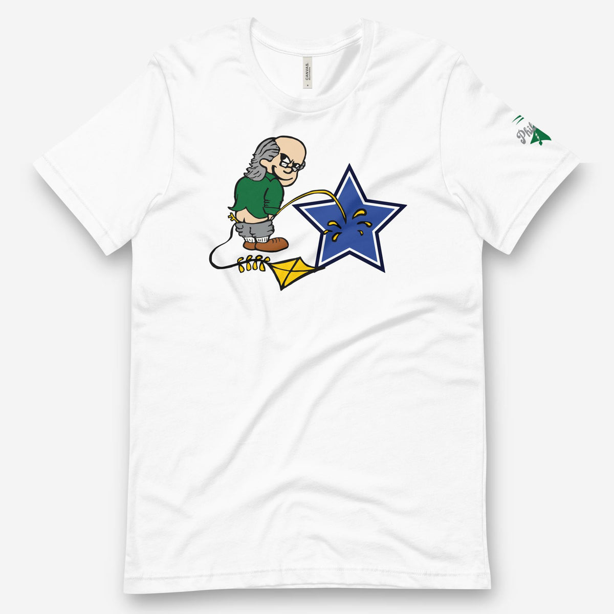 &quot;Ben Franklin Whizzing on the Blue Star&quot; Tee